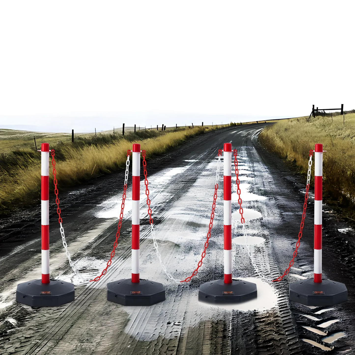 VEVOR Adjustable Traffic Delineator Post Cones, 4 Pack, Traffic Safety Delineator Barrier,-$45