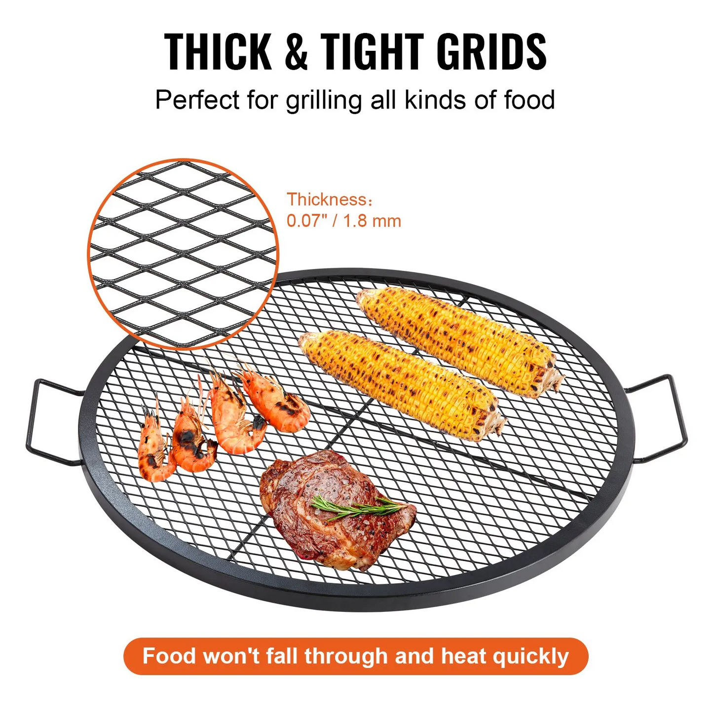 VEVOR X-Marks Fire Pit Grill Grate, Round Cooking Grate, Heavy Duty Steel Campfire BBQ Grill Grid,-$35