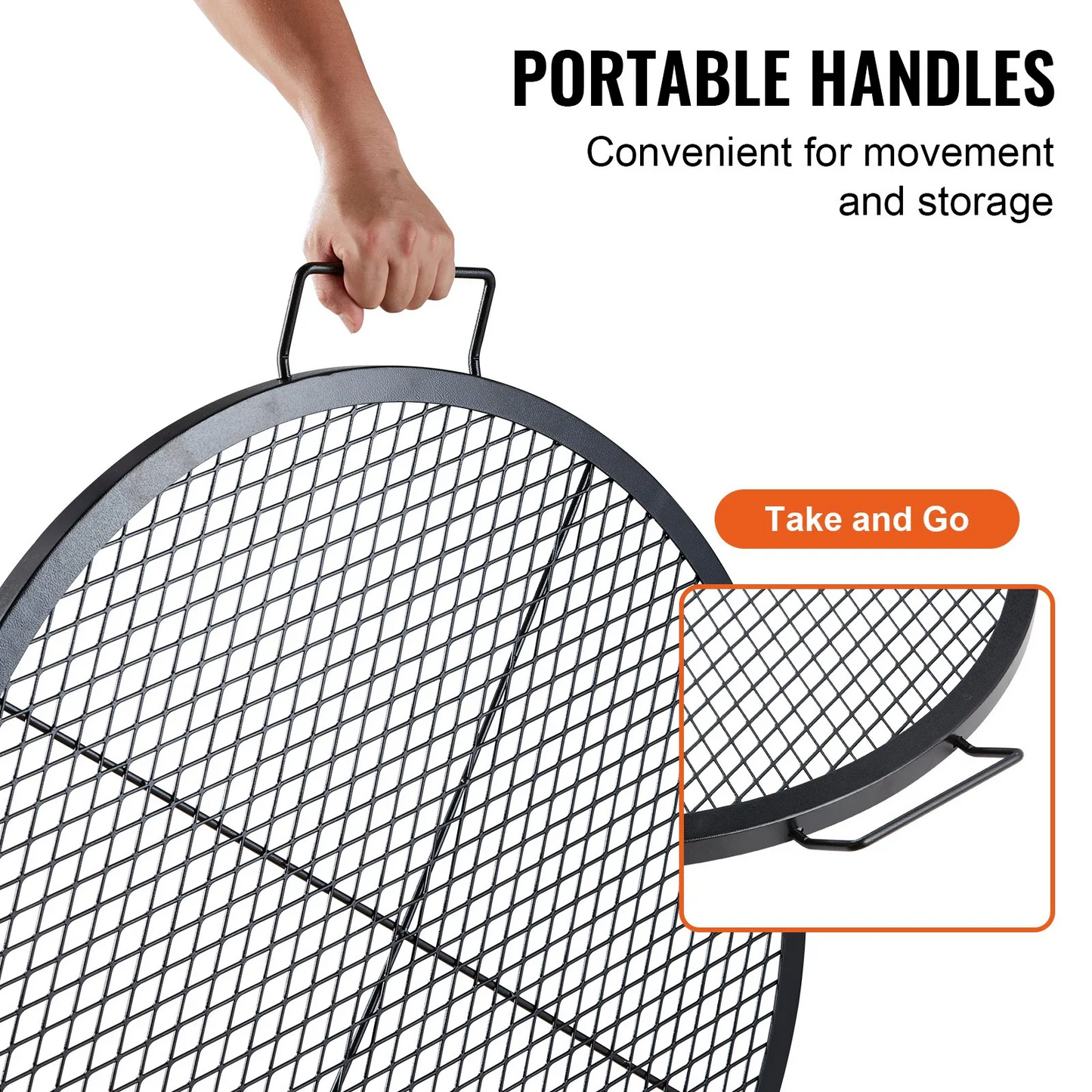 VEVOR X-Marks Fire Pit Grill Grate, Round Cooking Grate, Heavy Duty Steel Campfire BBQ Grill Grid,-$35