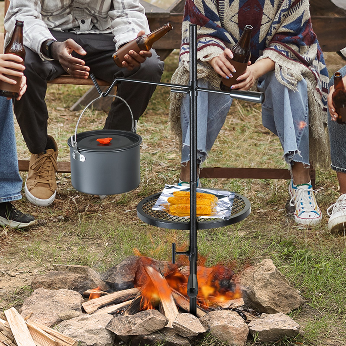 VEVOR Swivel Campfire Grill, Fire Pit Grill Grate over Fire Pits, Heavy Duty Steel Grill Grates, 360°Adjustable,-$35
