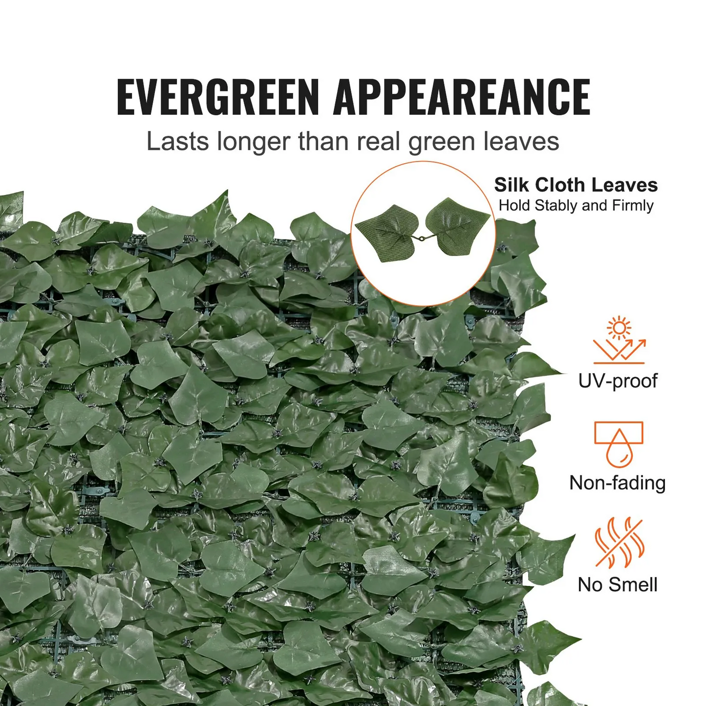 VEVOR Ivy Privacy Fence, 96 x 72 in Artificial Green Wall Screen, Greenery Ivy Fence with Mesh Cloth Backing,-$45