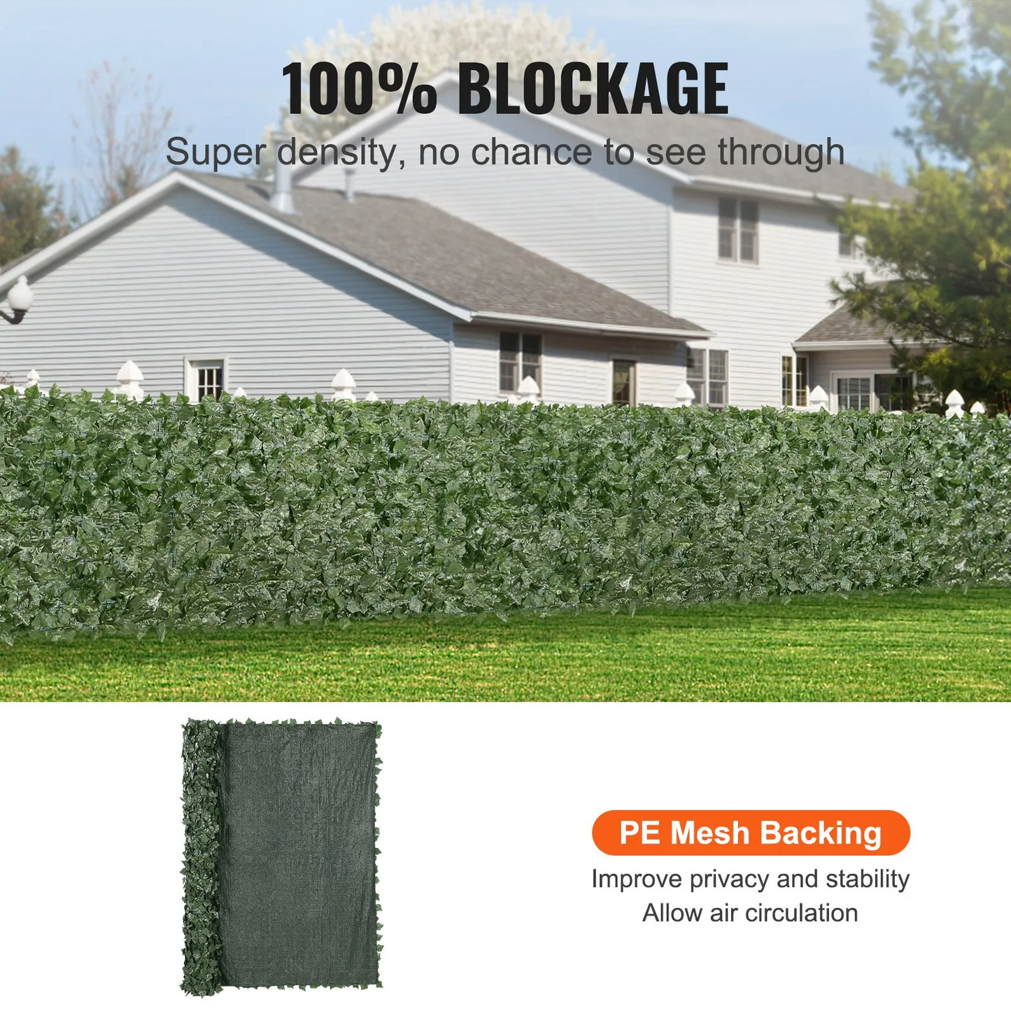VEVOR Ivy Privacy Fence, 96 x 72 in Artificial Green Wall Screen, Greenery Ivy Fence with Mesh Cloth Backing,-$45