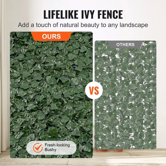 VEVOR Ivy Privacy Fence, 96 x 72 in Artificial Green Wall Screen, Greenery Ivy Fence with Mesh Cloth Backing,-$45