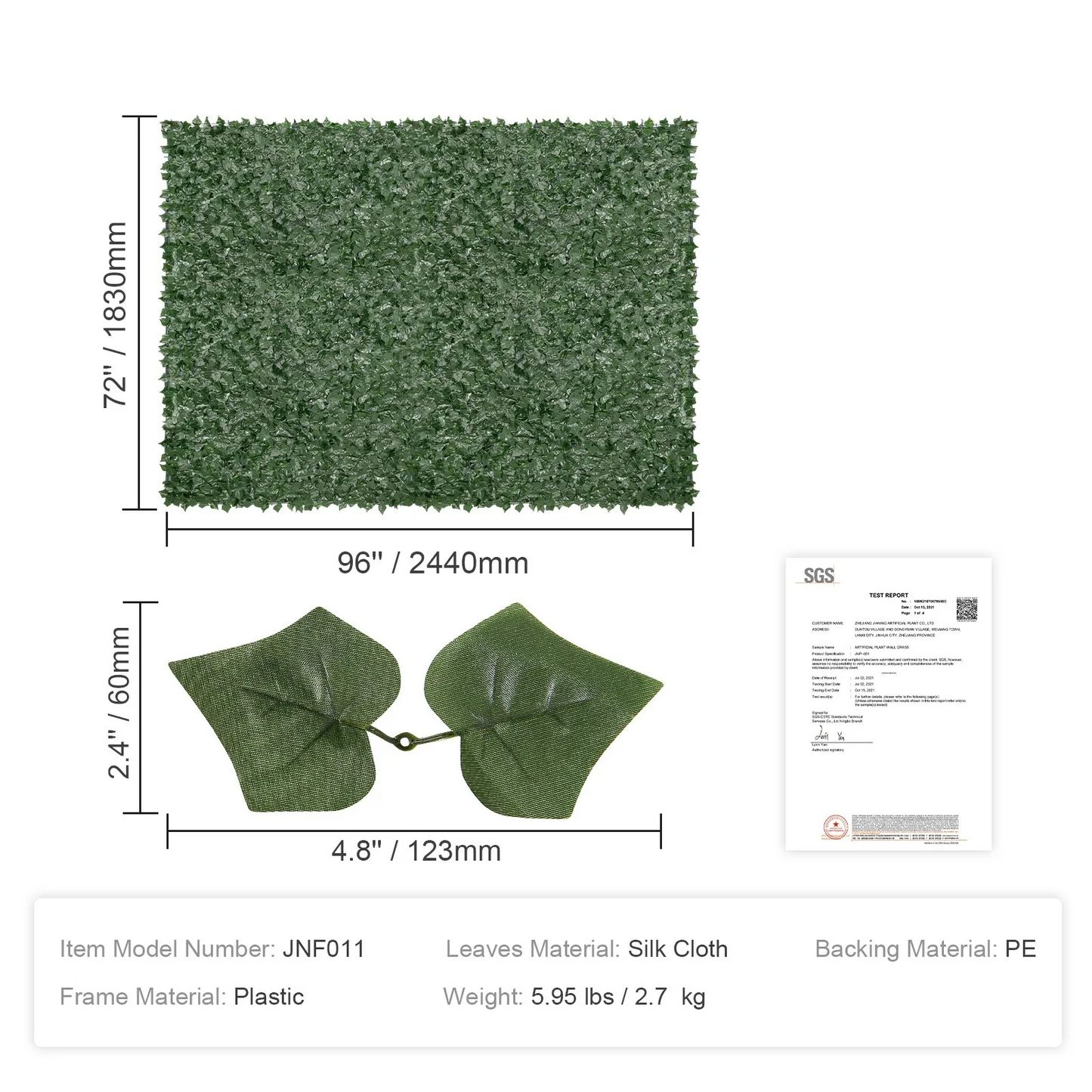 VEVOR Ivy Privacy Fence, 96 x 72 in Artificial Green Wall Screen, Greenery Ivy Fence with Mesh Cloth Backing,-$45