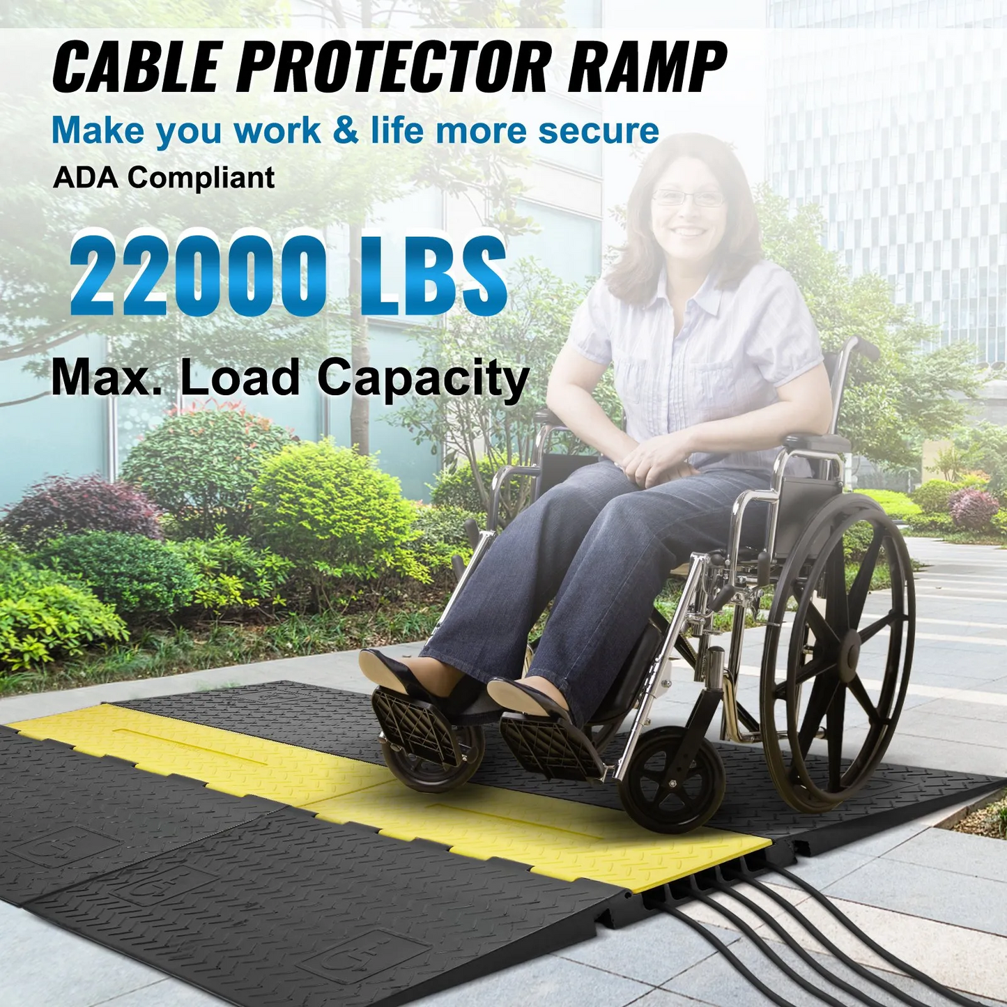 VEVOR Rubber Cable Protector Ramp, 5 Channel, 22000 lbs/axle Capacity Heavy Duty Wire Cover Ramp,-$95