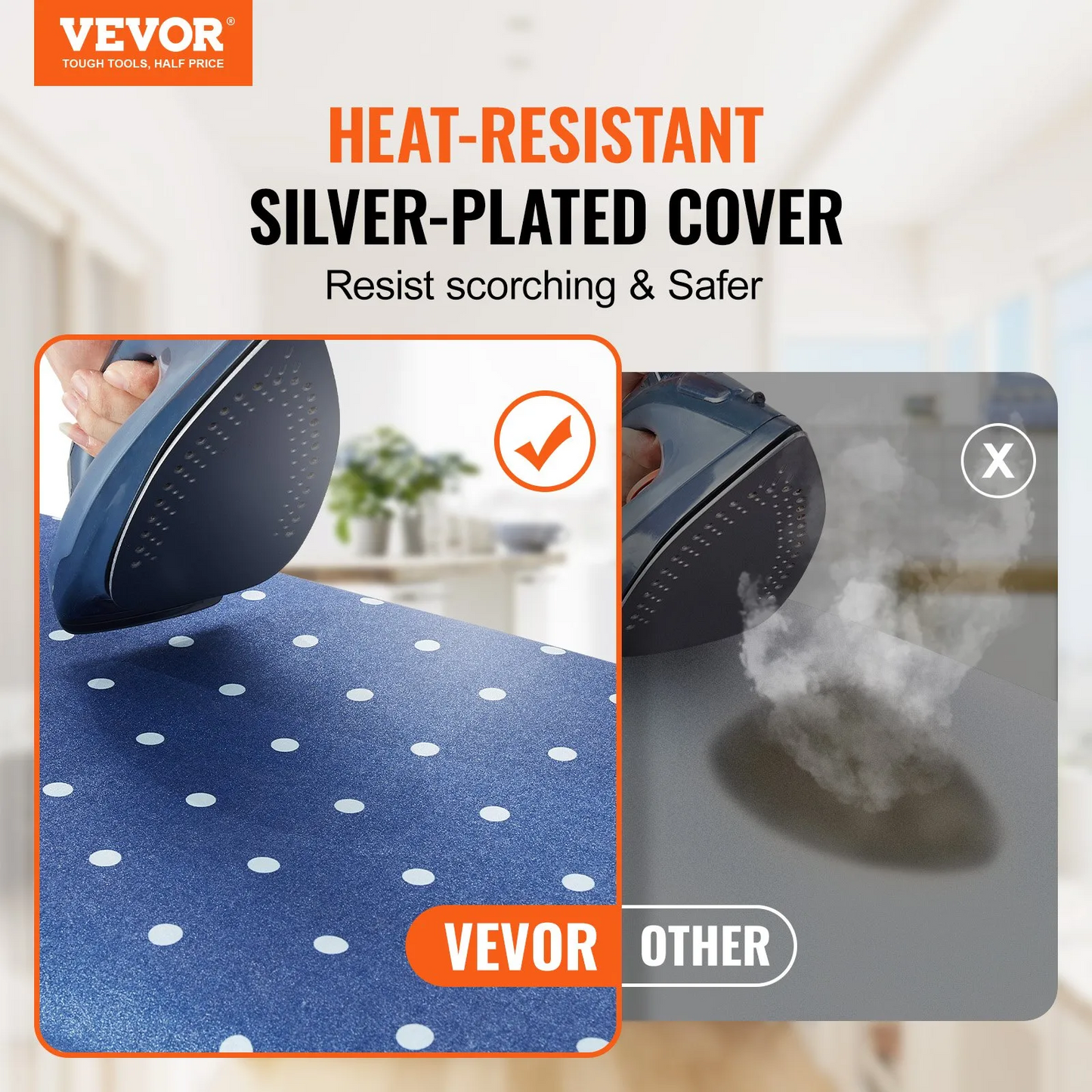 VEVOR Ironing Board with Bottom Storage Tray, Thickened 4 Layers Iron Board with Heat Resistant Cover,-$55