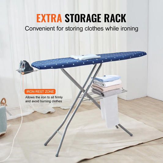 VEVOR Ironing Board with Bottom Storage Tray, Thickened 4 Layers Iron Board with Heat Resistant Cover,-$55