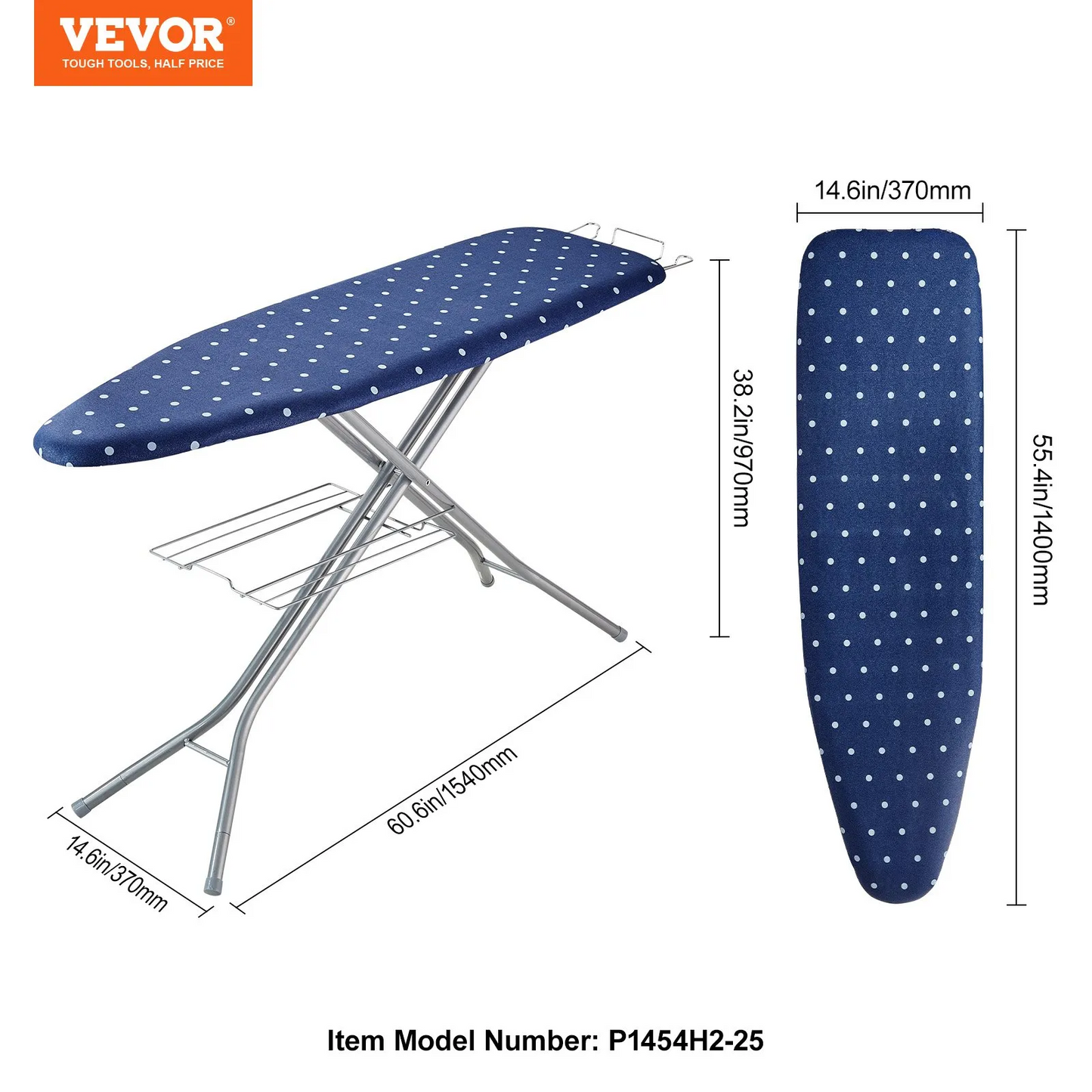 VEVOR Ironing Board with Bottom Storage Tray, Thickened 4 Layers Iron Board with Heat Resistant Cover,-$55