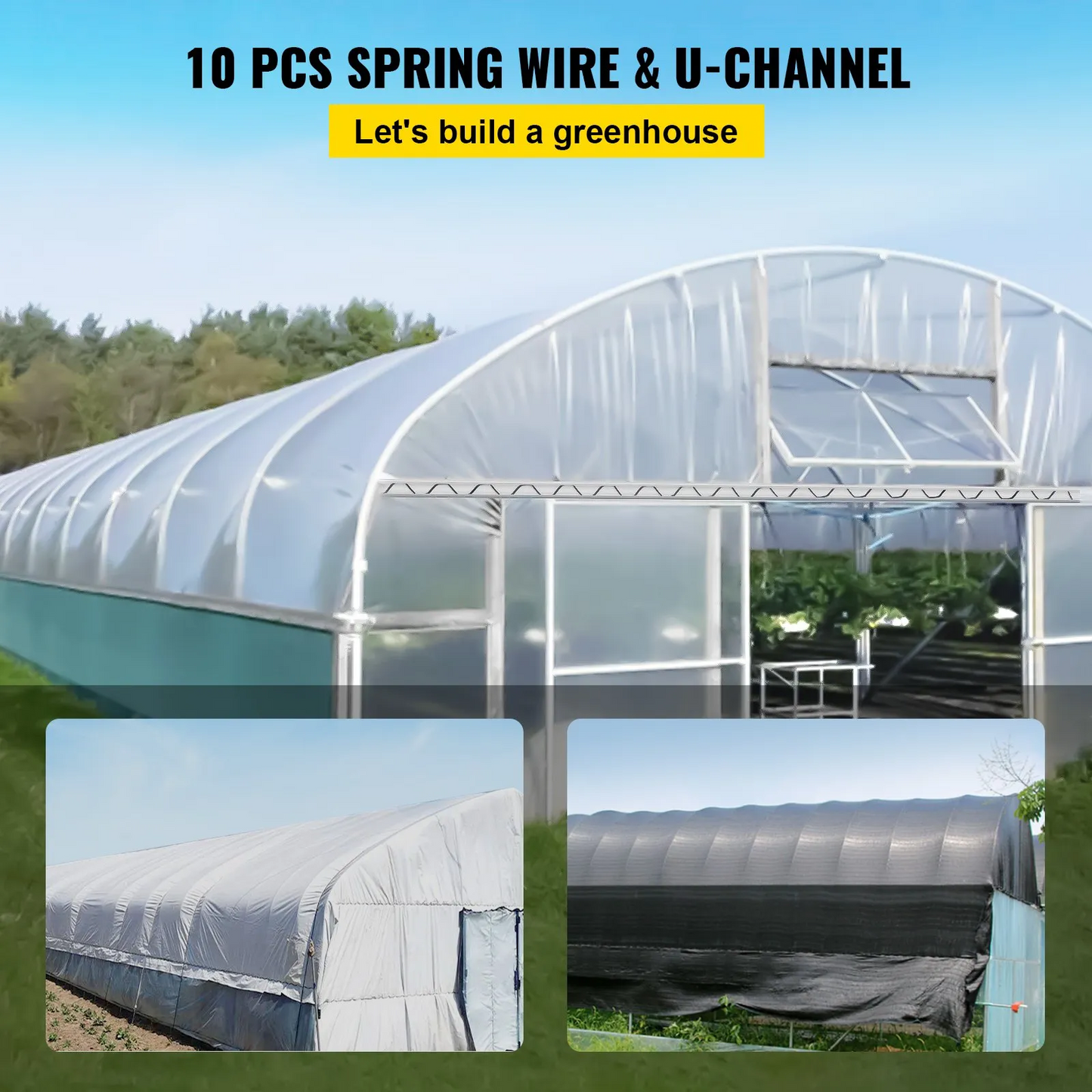 VEVOR Wire and Lock Channel, 6.56ft Spring Lock & U-Channel Bundle for Greenhouse,-$60