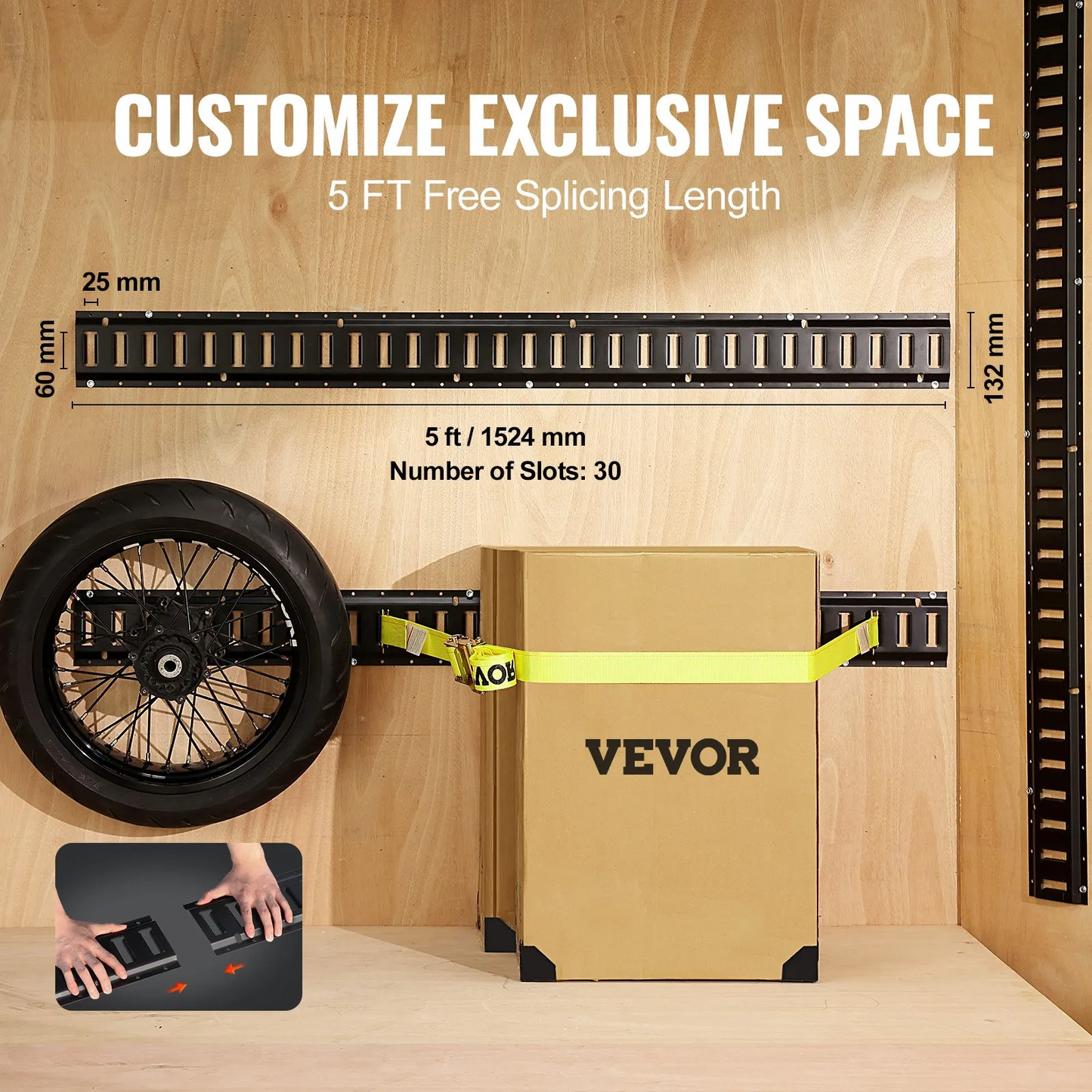 VEVOR E Track Tie Down Rail Kit, 5' Steel Rails, 4 Pack, Secure Cargo & Heavy Loads Up to 2000 lbs,-$70