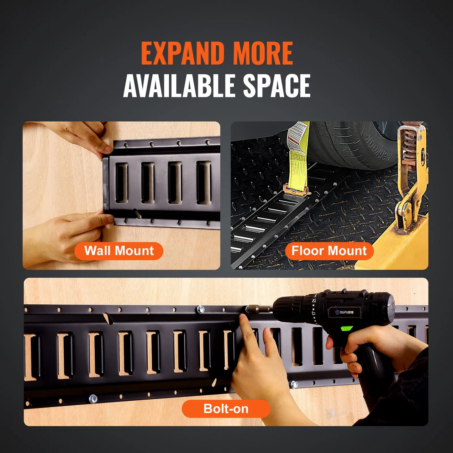 VEVOR E Track Tie Down Rail Kit, 5' Steel Rails, 4 Pack, Secure Cargo & Heavy Loads Up to 2000 lbs,-$70