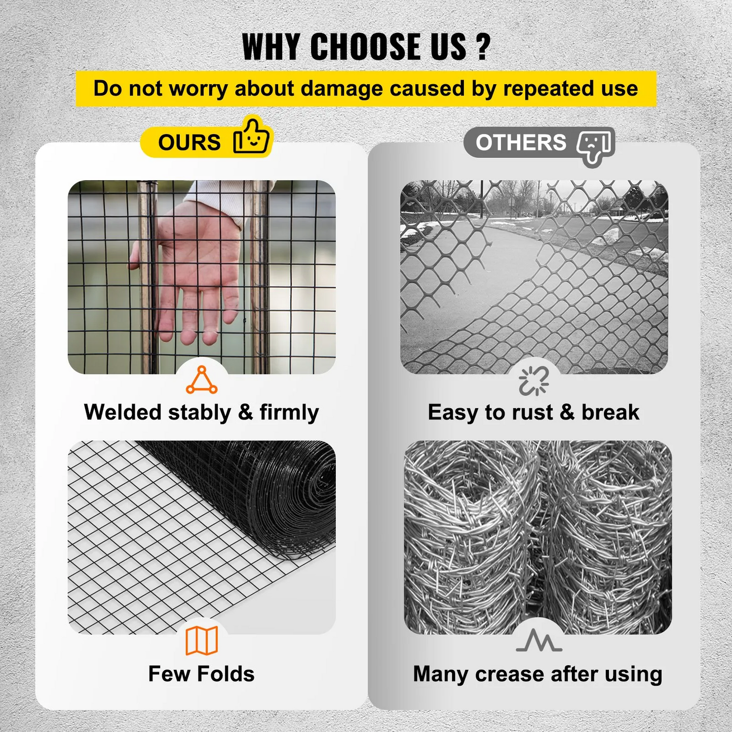 VEVOR Hardware Cloth, 48" x 50' & 1"x1" Mesh Size, Galvanized Steel Vinyl Coated 16 gauge Welded Wire,-$70