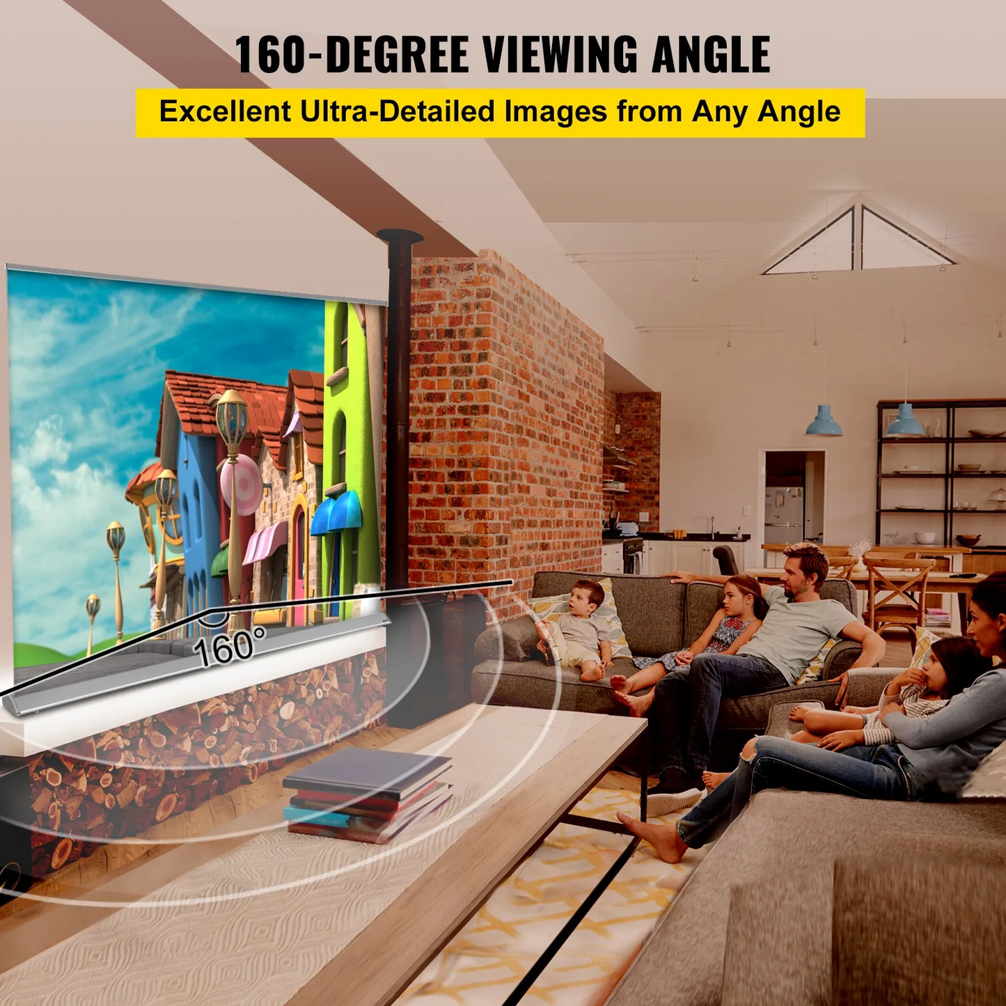 VEVOR Projector Screen, 110\" 16:9 4K/8K Ultra HDR, Pull Up Projector Screen, Rising Projection Screen,-$220