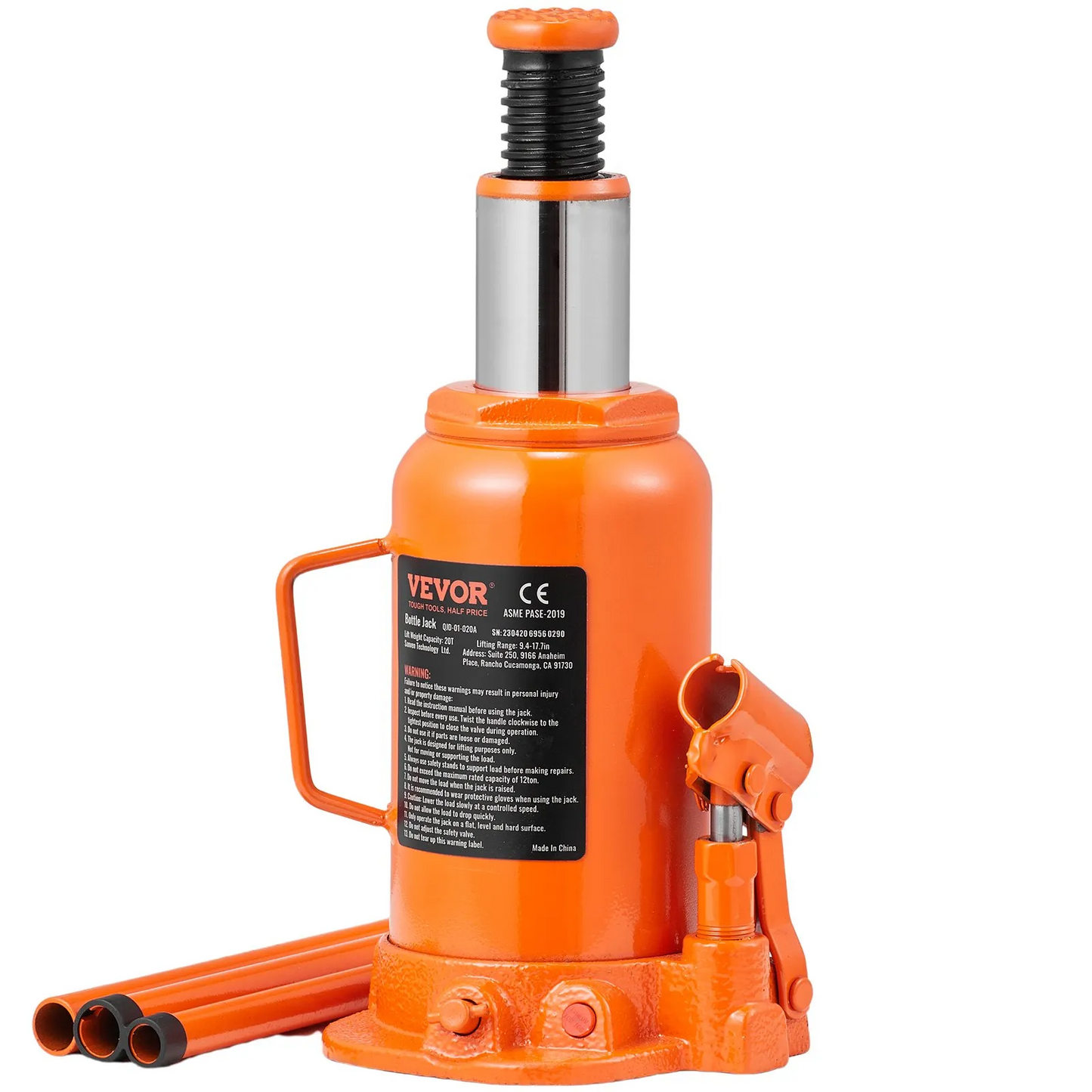 VEVOR Hydraulic Bottle Jack, 20 Ton/44092 LBS All Welded Bottle Jack, 7.5-14 inch Lifting Range,-$40