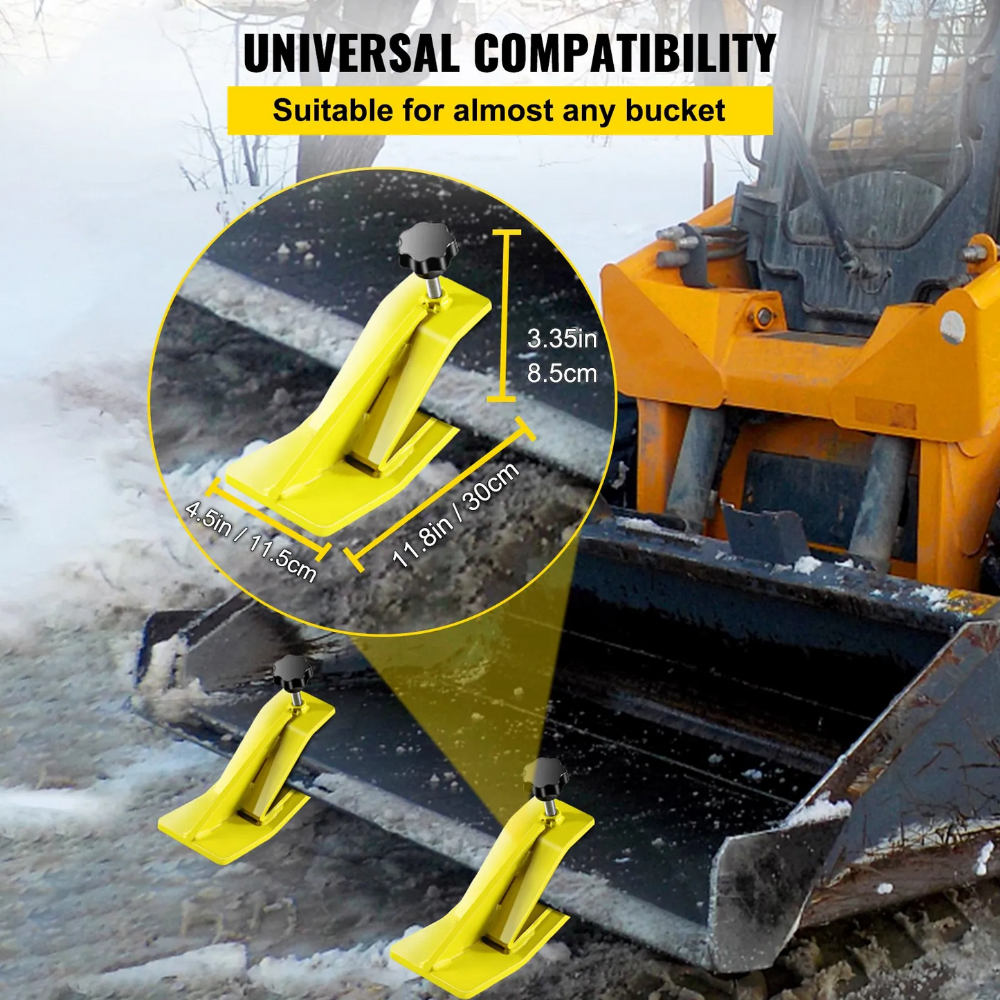 VEVOR 2pcs Tractor Bucket Protector Ski Edge Tamer Protector Snow Removal Yellow,-$45