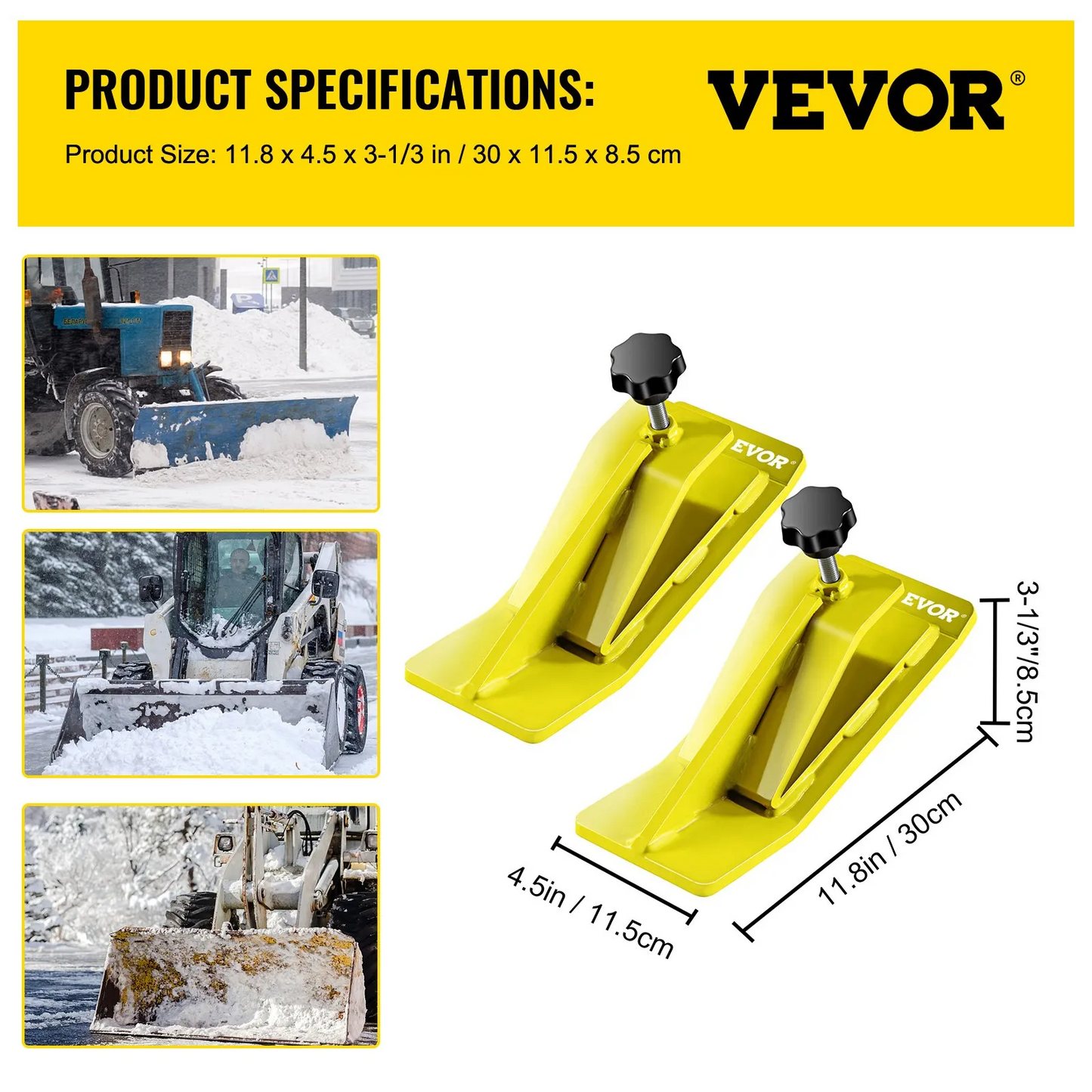 VEVOR 2pcs Tractor Bucket Protector Ski Edge Tamer Protector Snow Removal Yellow,-$45