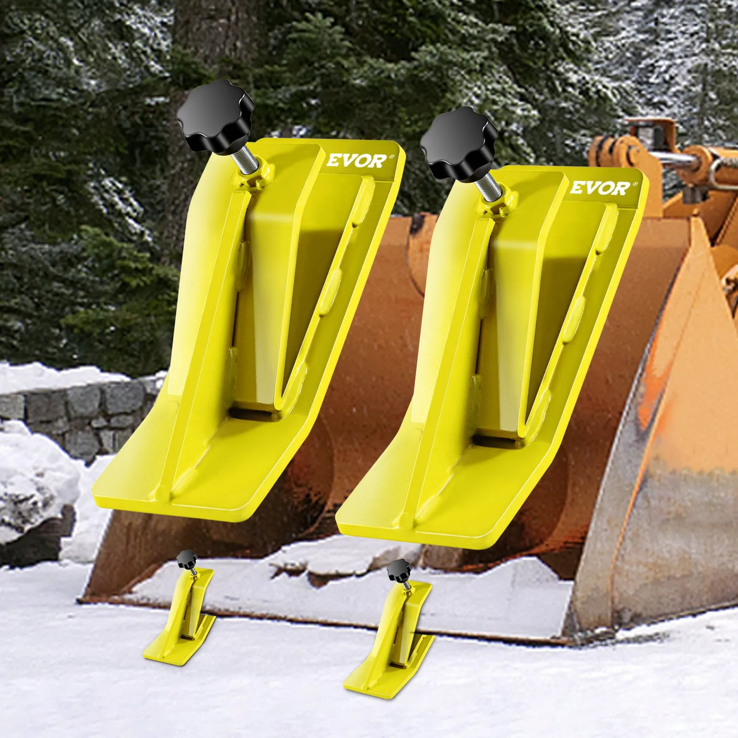 VEVOR 2pcs Tractor Bucket Protector Ski Edge Tamer Protector Snow Removal Yellow,-$45