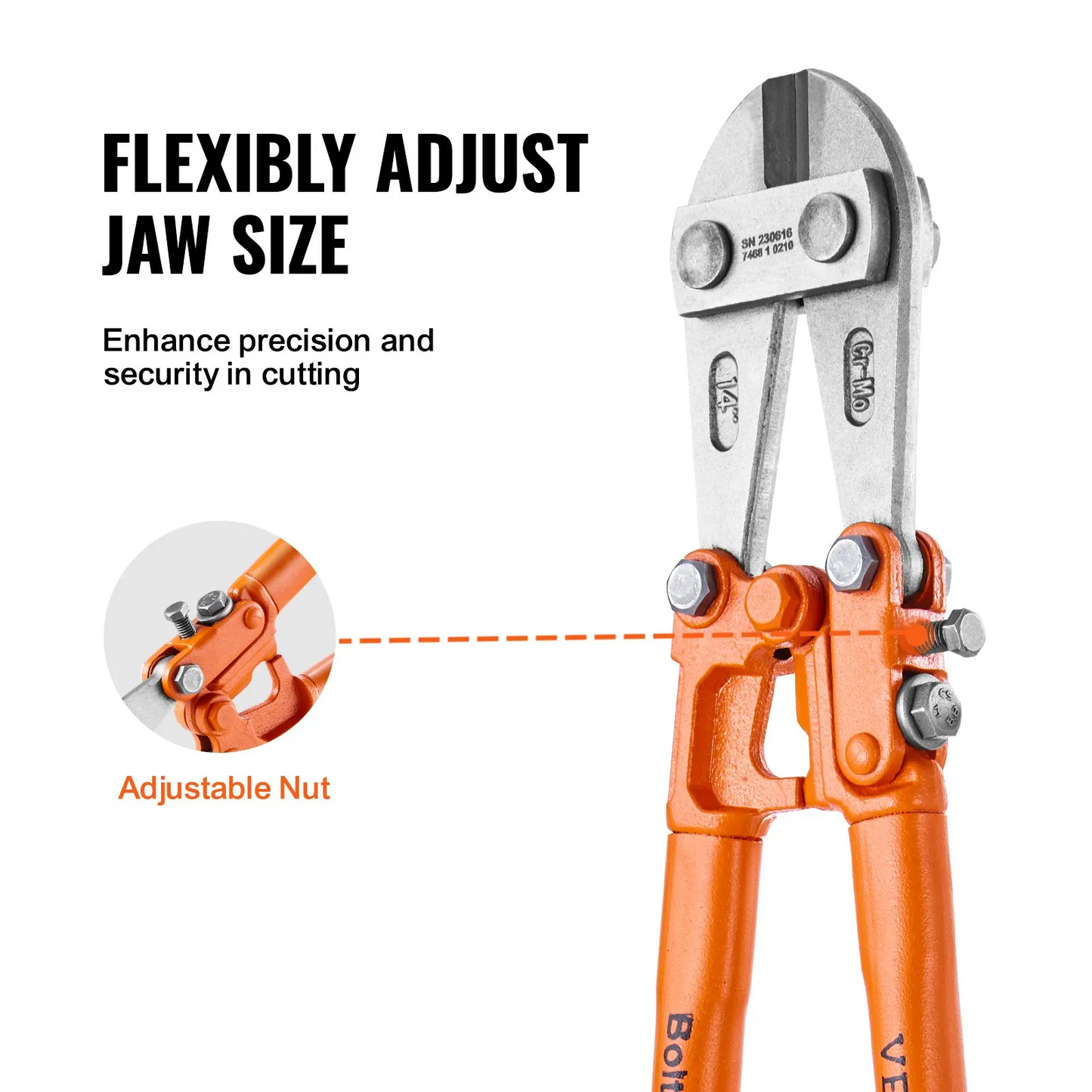 VEVOR Bolt Cutter, 14" Lock Cutter, Bi-Material Handle with Soft Rubber Grip, Chrome Molybdenum Alloy,-$15