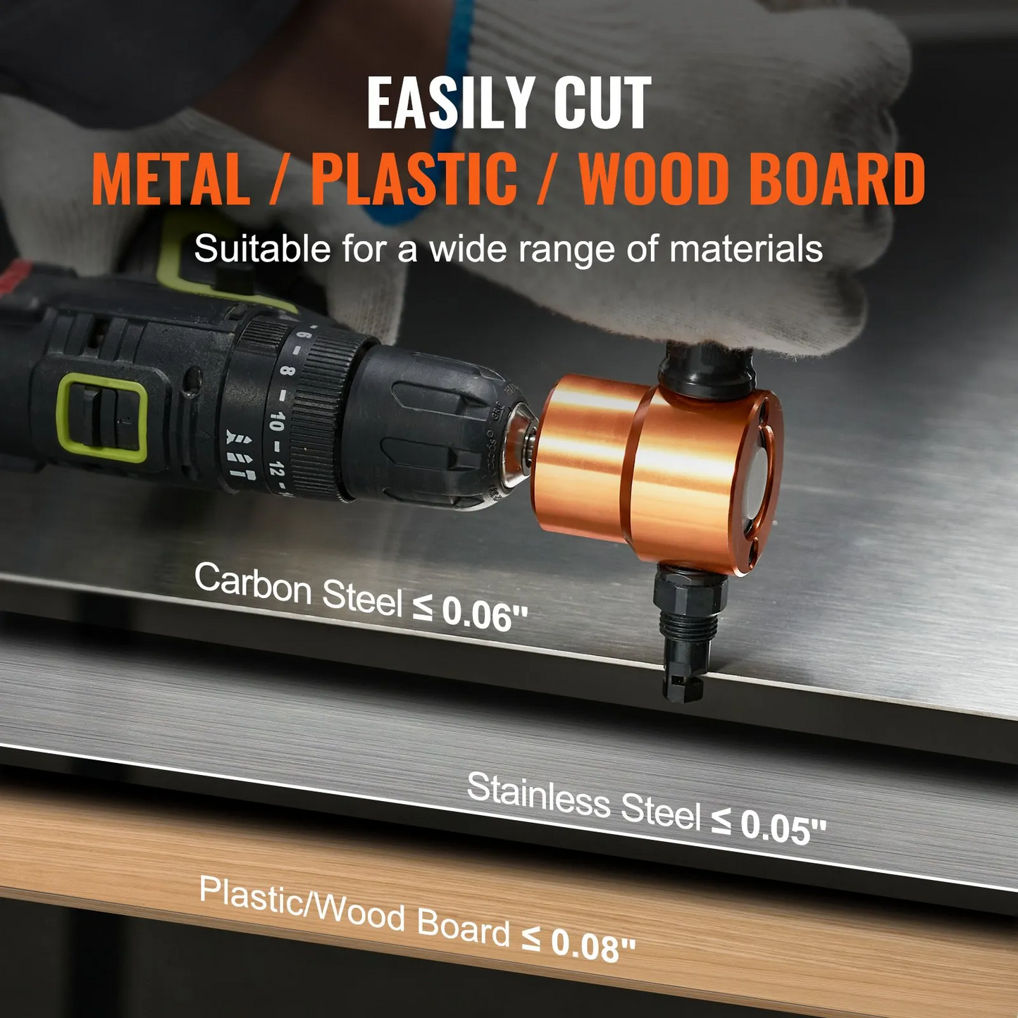 VEVOR Double Head Sheet Metal Nibbler Cutter, 360 Degree Metal Nibbler Drill Attachment w/Extra Punch and Die,-$30