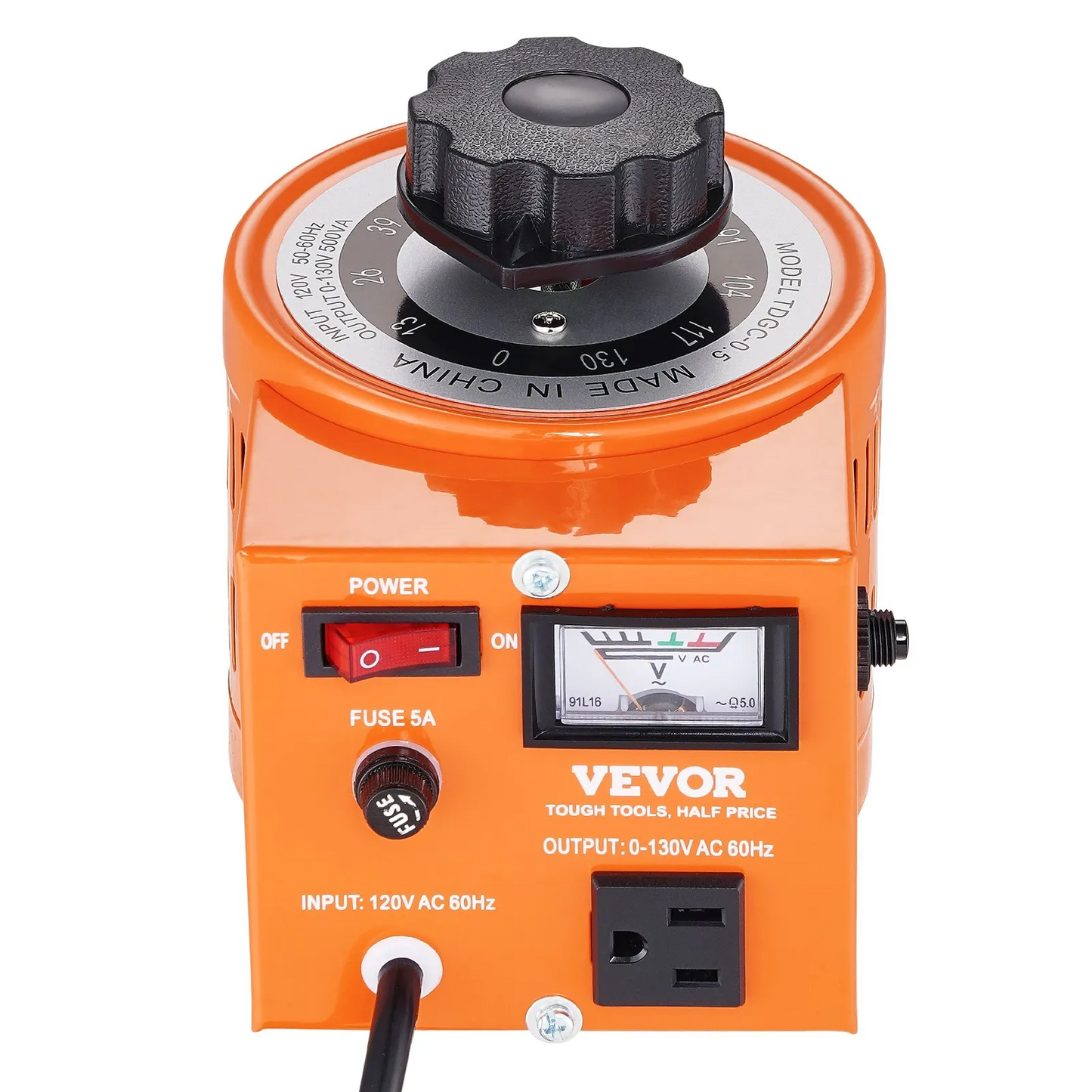 VEVOR 500VA Auto Variable Voltage Transformer, 3.84 Amp, 110V Input 0-130V Output AC Voltage,-$40