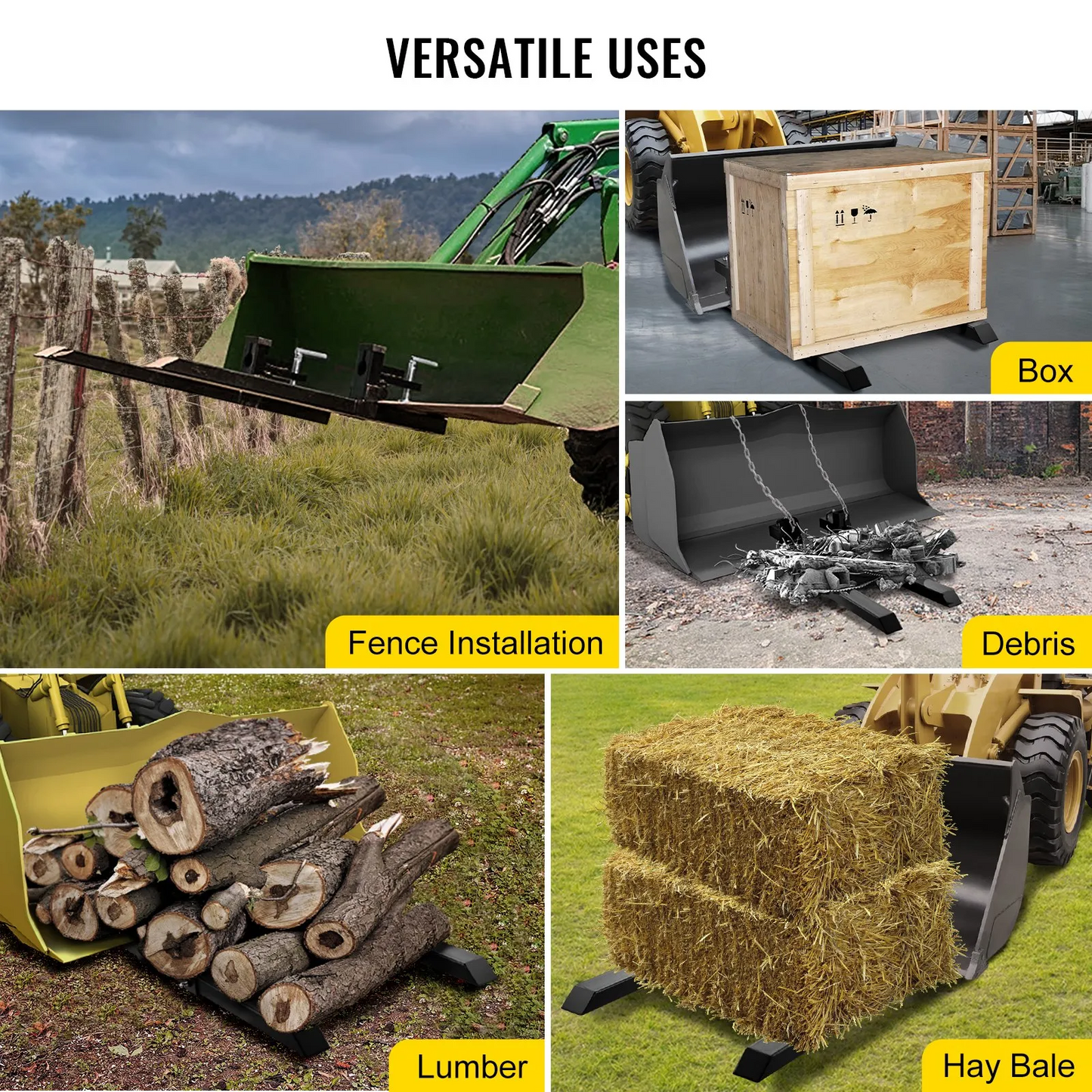 VEVOR Pallet Forks 42.9" 4000 Lbs Max, Clamp On Tractor Bucket Forks 58.7" Total Length,-$120