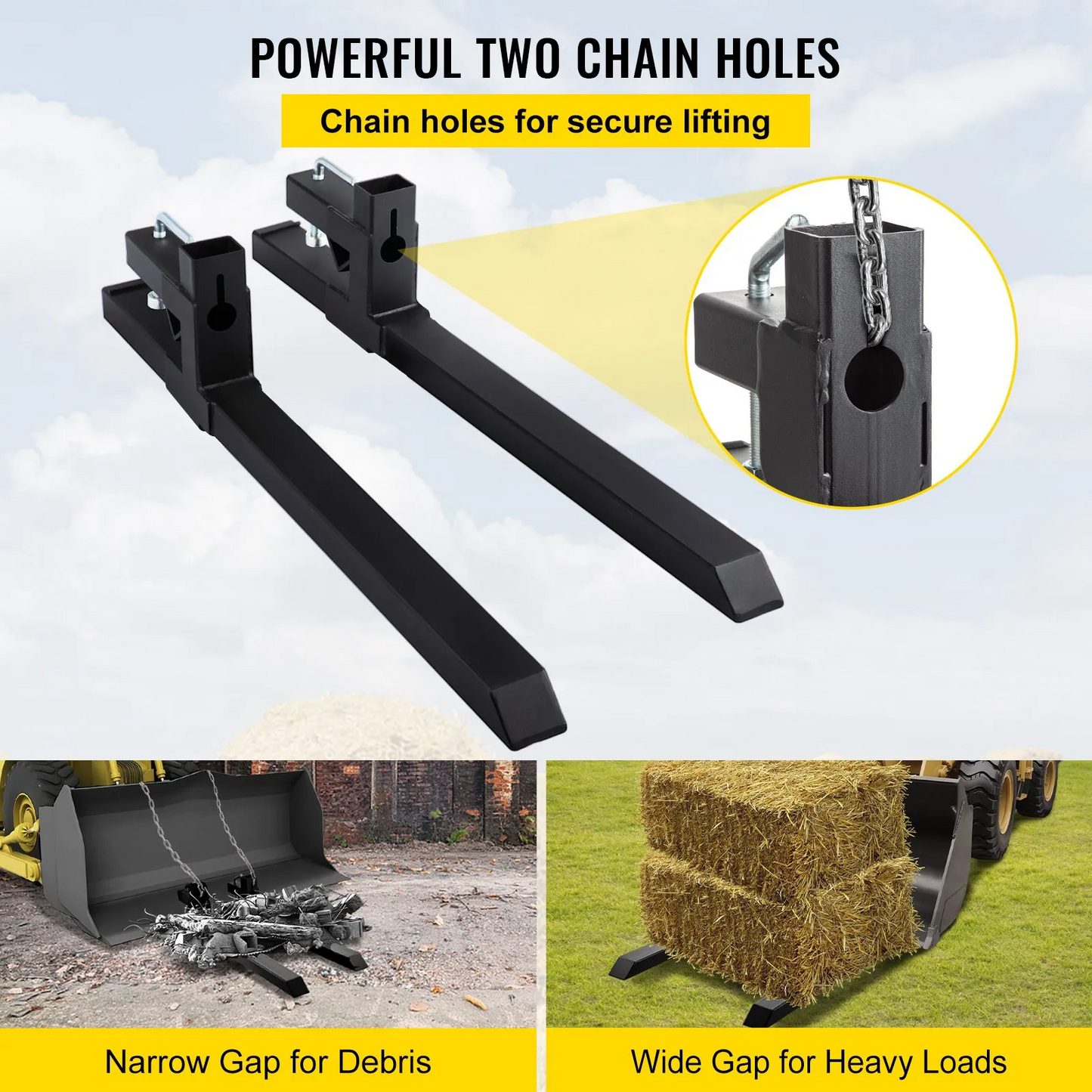 VEVOR Pallet Forks 42.9" 4000 Lbs Max, Clamp On Tractor Bucket Forks 58.7" Total Length,-$120