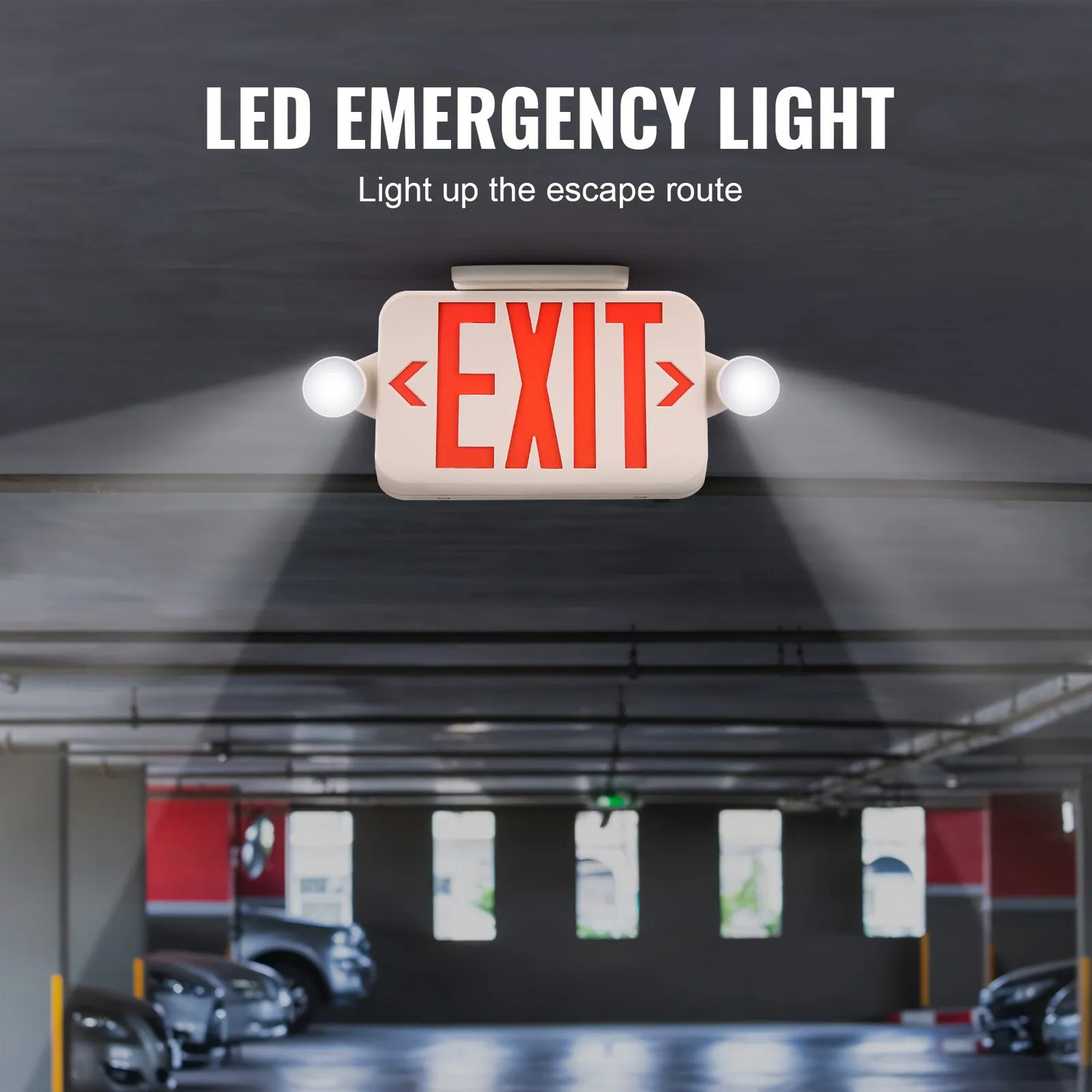 VEVOR LED Exit Sign with Emergency Lights, Two LED Adjustable Heads Emergency Exit Light w/Battery,-$40