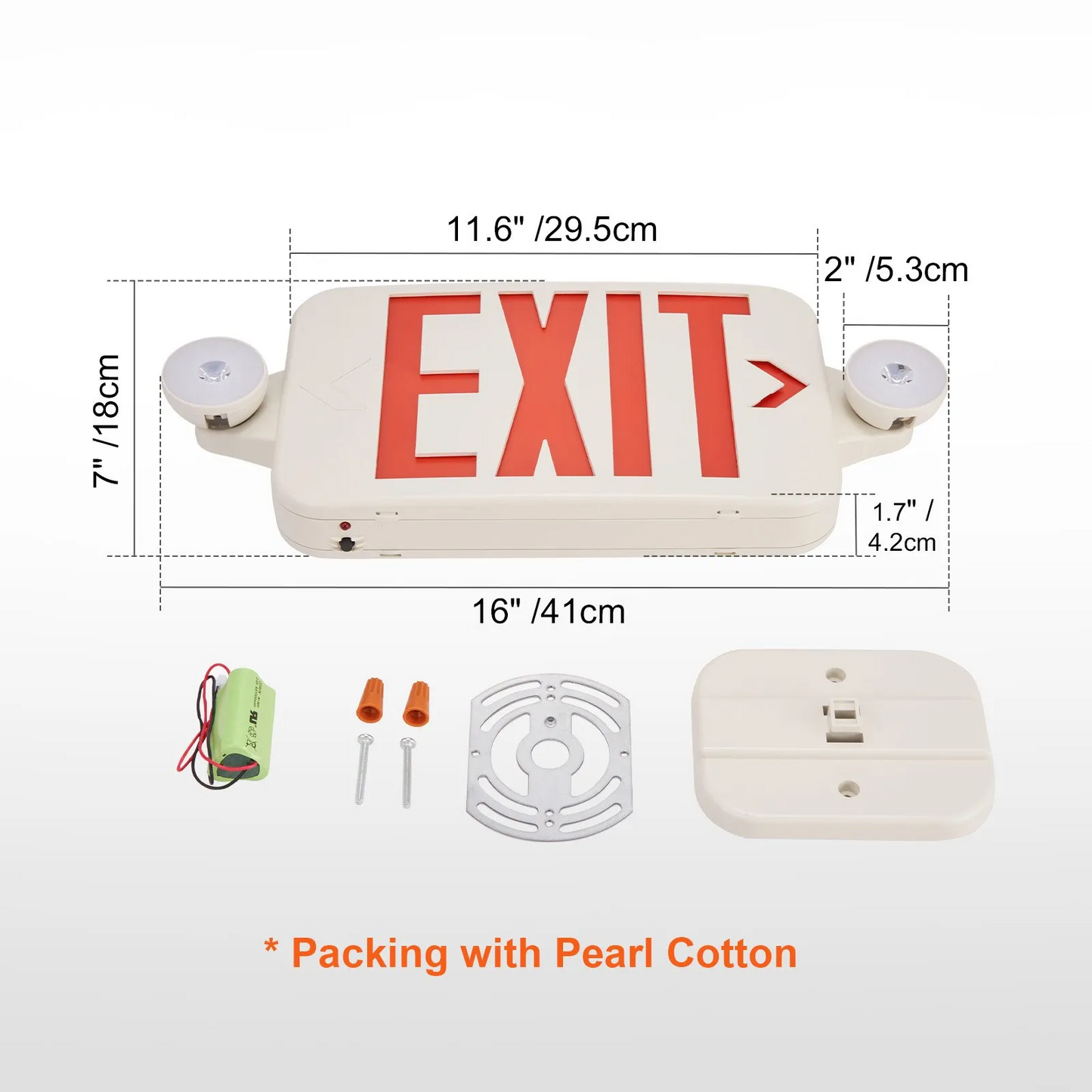 VEVOR LED Exit Sign with Emergency Lights, Two LED Adjustable Heads Emergency Exit Light w/Battery,-$40