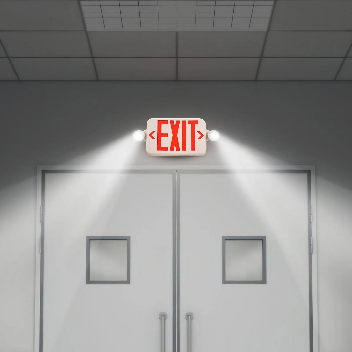VEVOR LED Exit Sign with Emergency Lights, Two LED Adjustable Heads Emergency Exit Light w/Battery,-$40