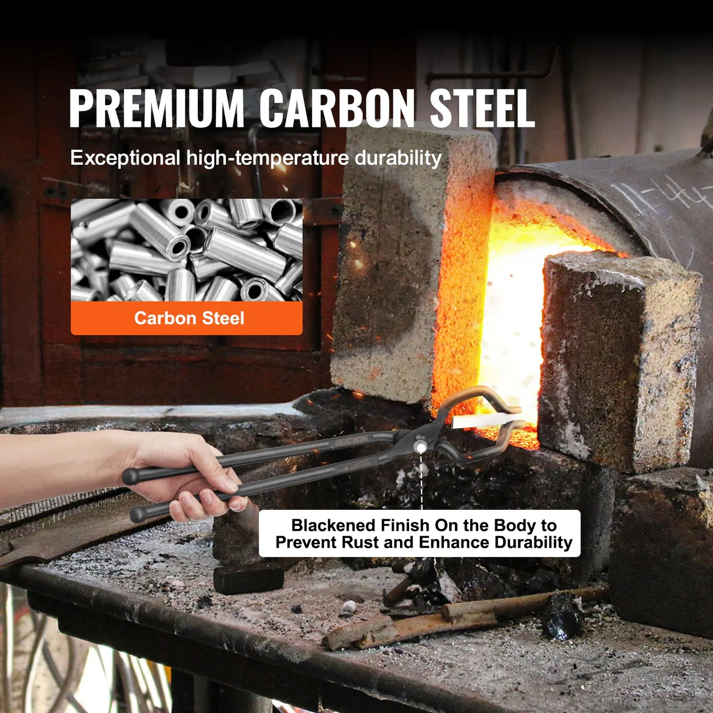 VEVOR Blacksmith Tongs, 18” 4 PCS, V-Bit Bolt Tongs, Wolf Jaw Tongs, Z V-Bit Tongs and Gripping Tongs,-$60