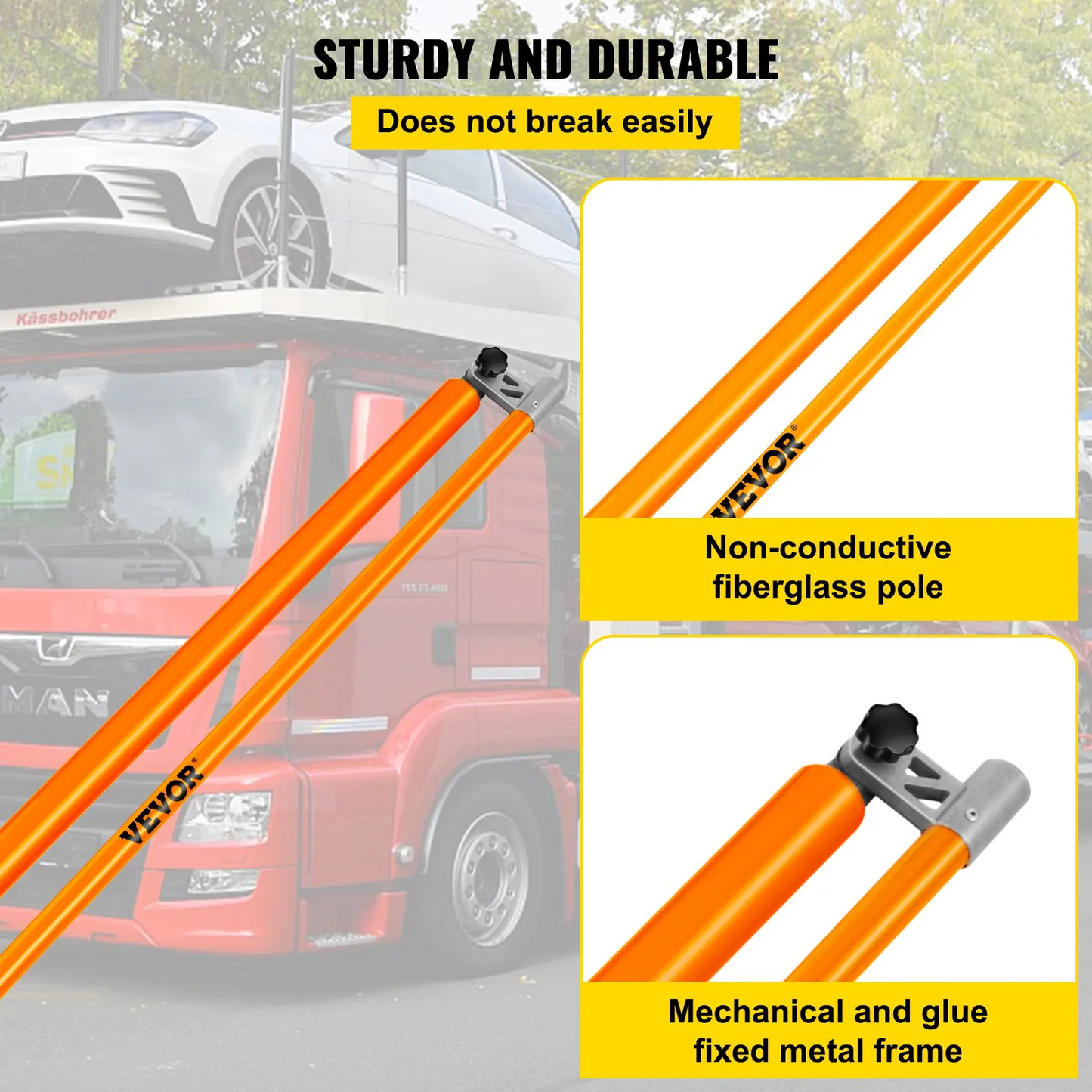 VEVOR Load Height Measuring Stick, 15\' Sturdy Fiberglass Truck Height Stick with Adjustable Pole,-$60