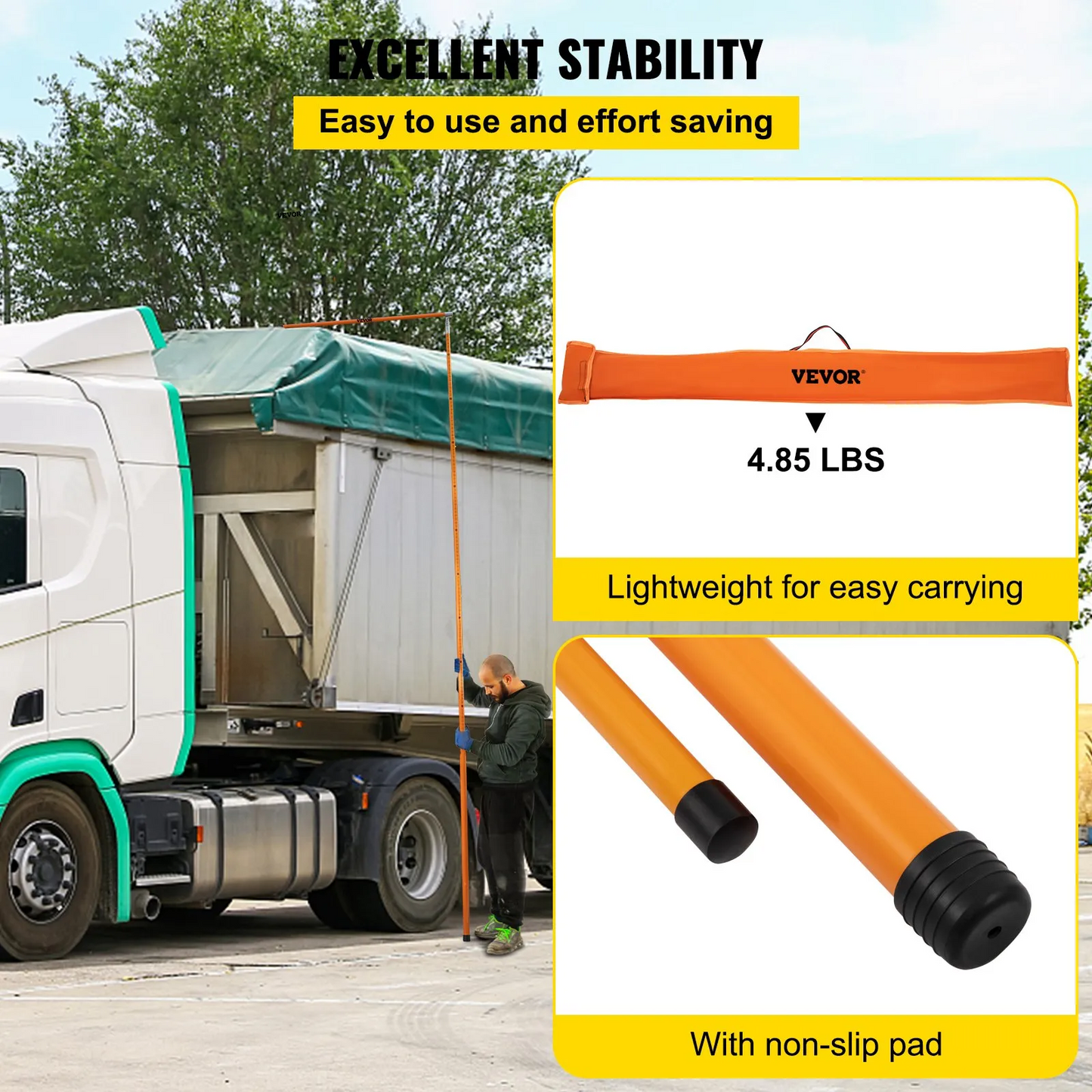 VEVOR Load Height Measuring Stick, 15\' Sturdy Fiberglass Truck Height Stick with Adjustable Pole,-$60
