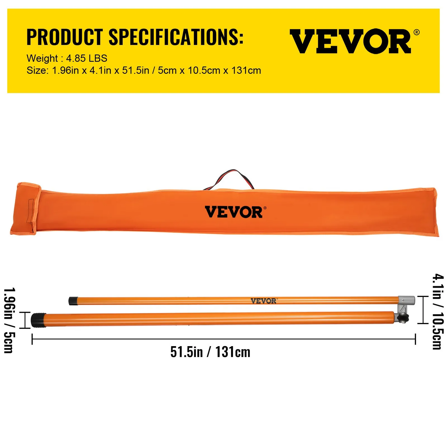 VEVOR Load Height Measuring Stick, 15\' Sturdy Fiberglass Truck Height Stick with Adjustable Pole,-$60