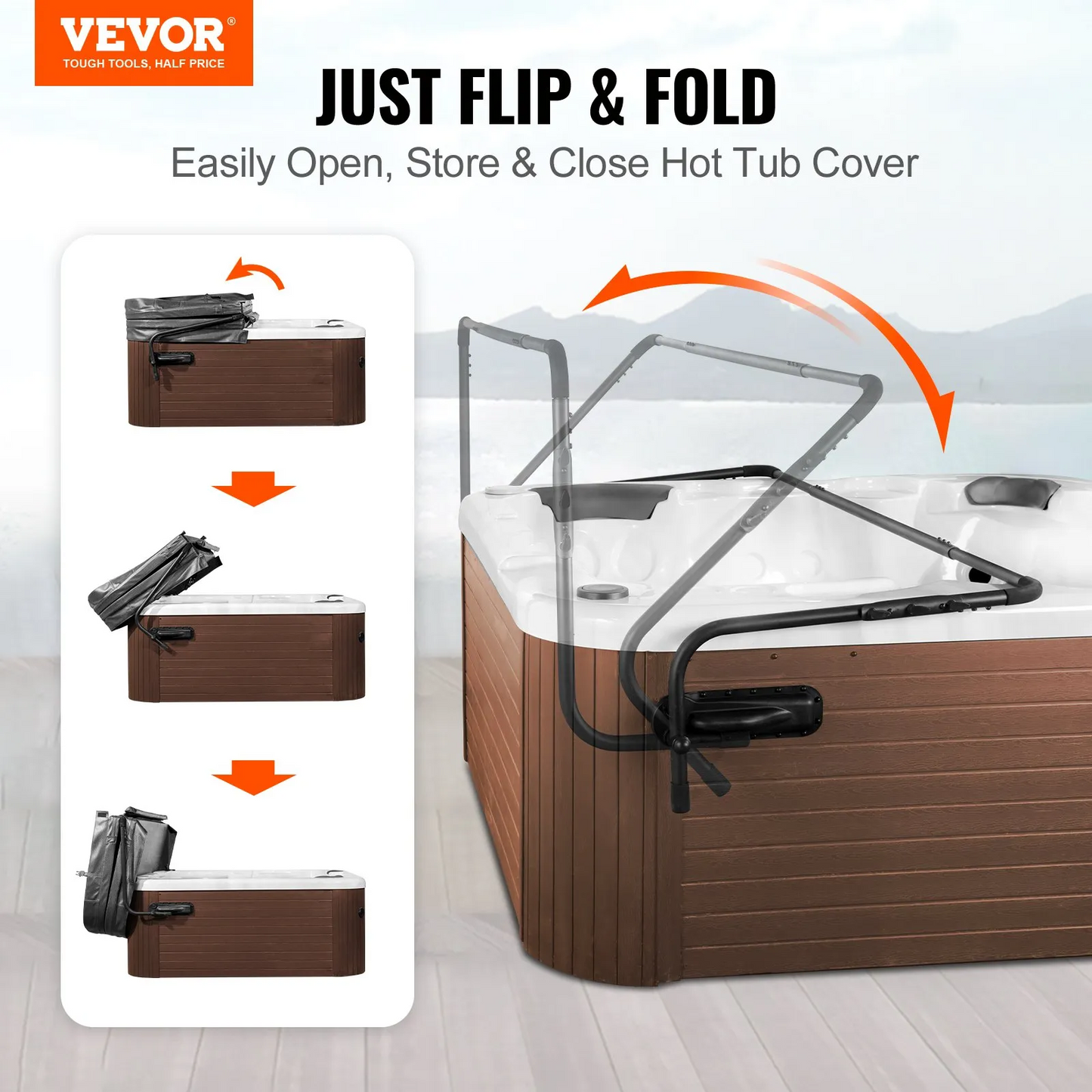 VEVOR Hot Tub Cover Lift, Spa Cover Lift, Height 31.5" - 41.3" Width 69" - 100.5" Adjustable,-$65
