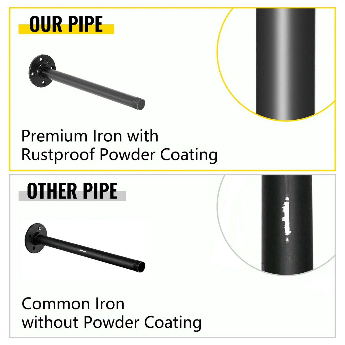 VEVOR Industrial Pipe Shelves 3-Tier Wall Mount Iron Pipe Shelves 2 PCS Pipe Shelving Vintage Black