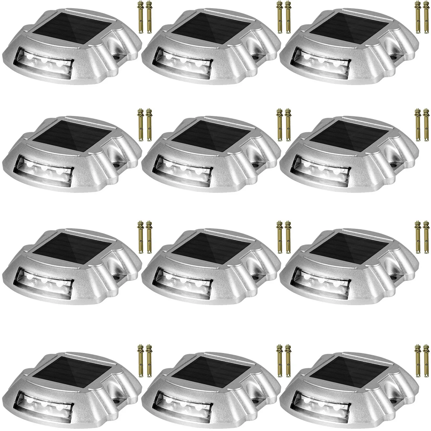 VEVOR Driveway Lights 12-Pack Solar Driveway Lights Bright White with Screws Solar Deck Lights Waterproof,-$70
