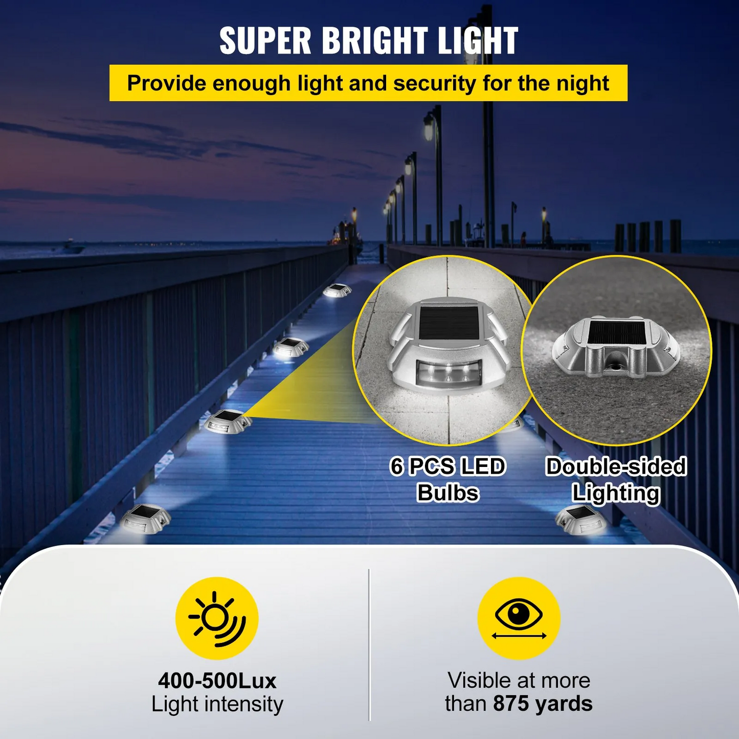 VEVOR Driveway Lights 12-Pack Solar Driveway Lights Bright White with Screws Solar Deck Lights Waterproof,-$70