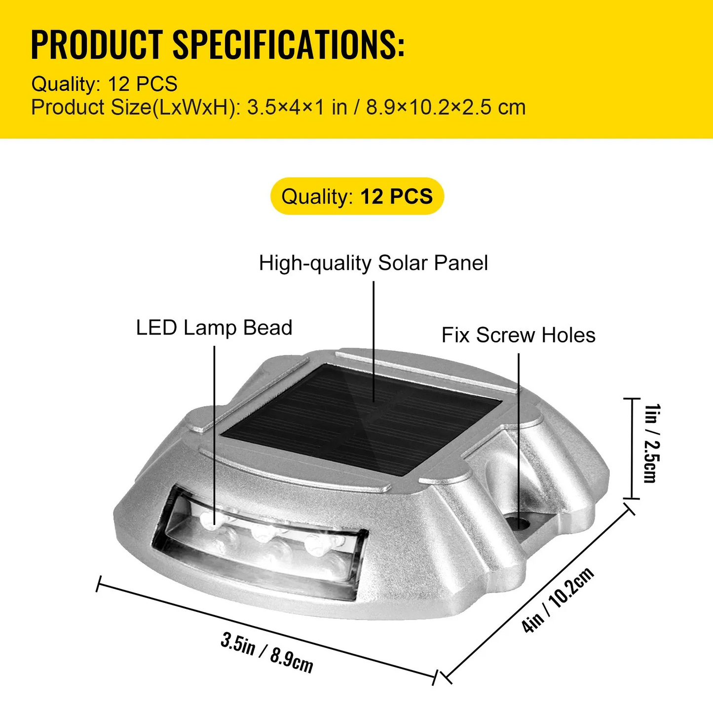 VEVOR Driveway Lights 12-Pack Solar Driveway Lights Bright White with Screws Solar Deck Lights Waterproof,-$70