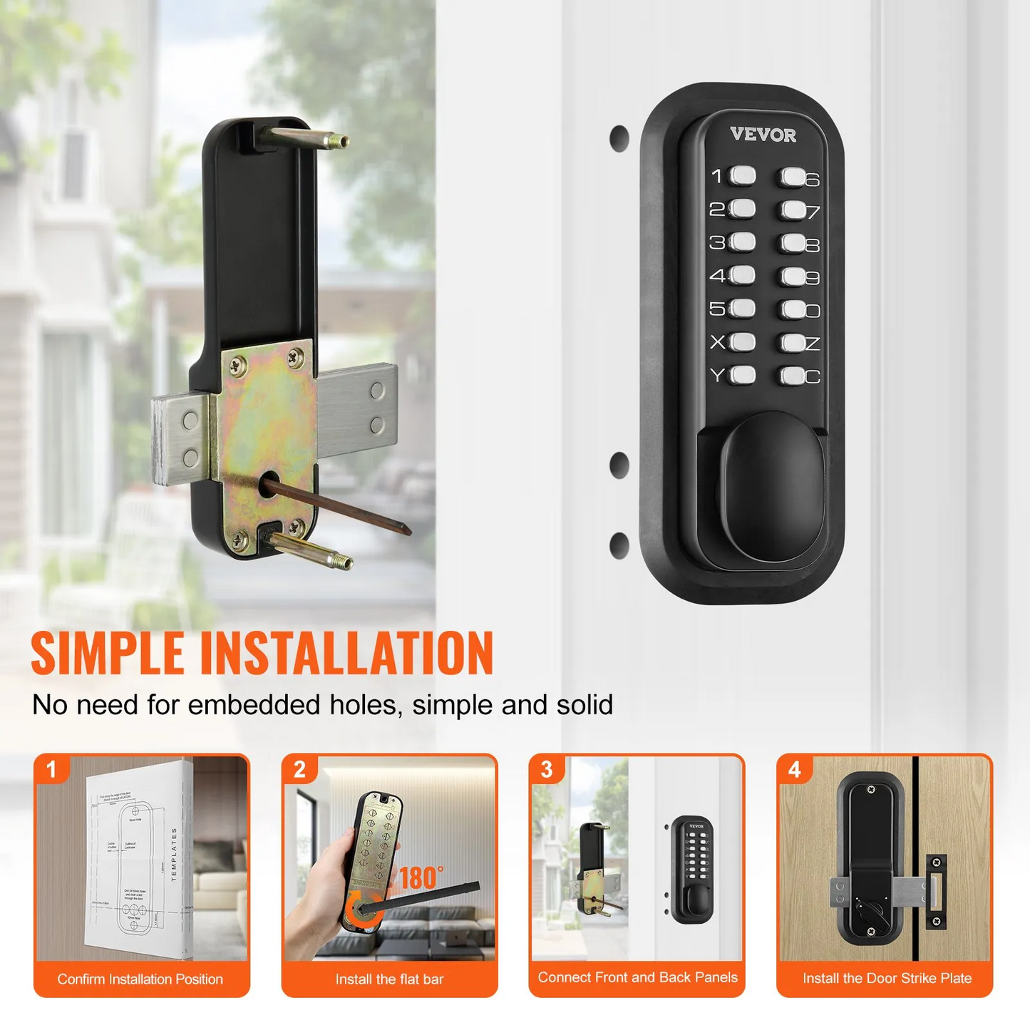 VEVOR Mechanical Keyless Entry Door Lock, 14 Digit Keypad, Water-proof Zinc Alloy, Door Locks Set,-$45