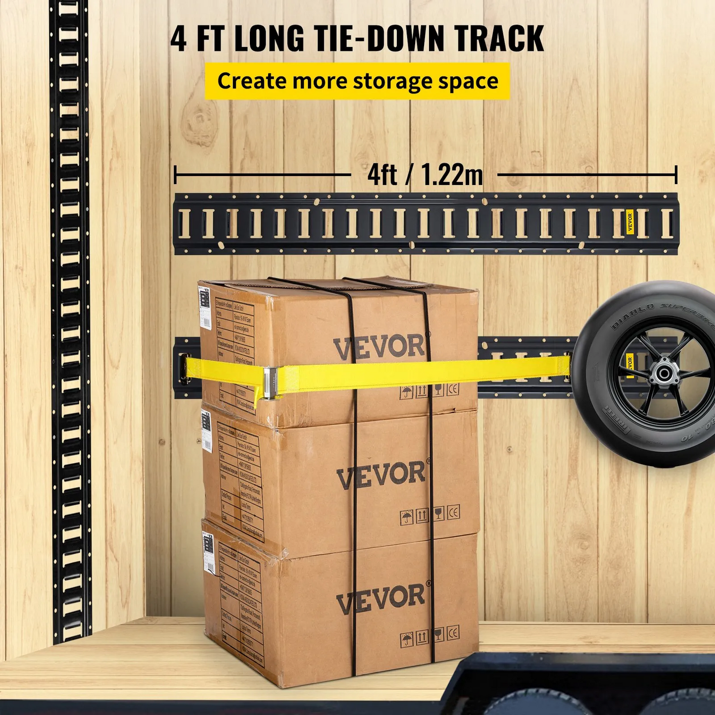 VEVOR E Track Tie Down Rails 4PCs 4-Feet E Track Rails Enclosed Cargo Trailer,-$60