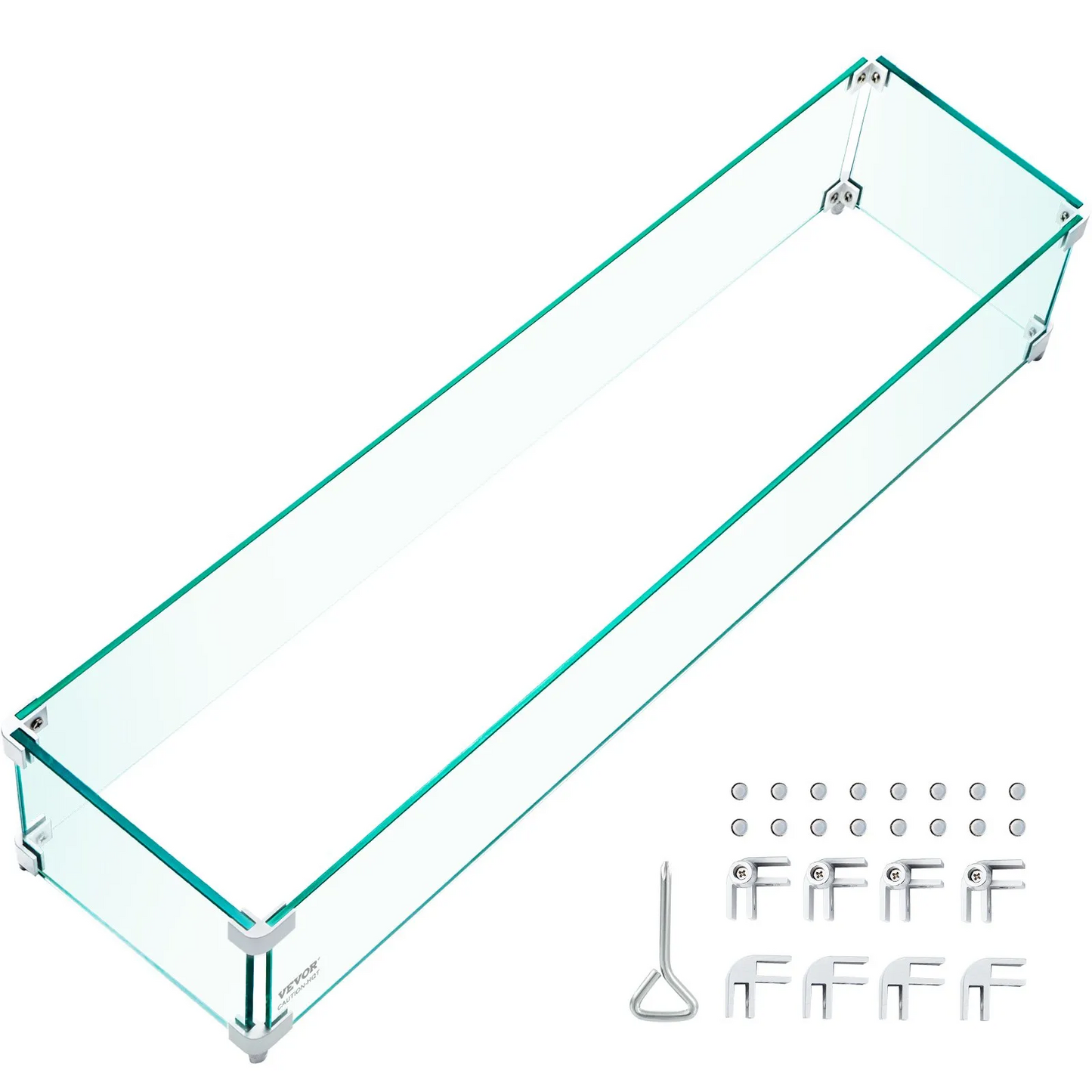 VEVOR Fire Pit Wind Guard, 43.5 x 17.5 x 6 Inch Glass Wind Guard, Rectangular Glass Shield,-$60