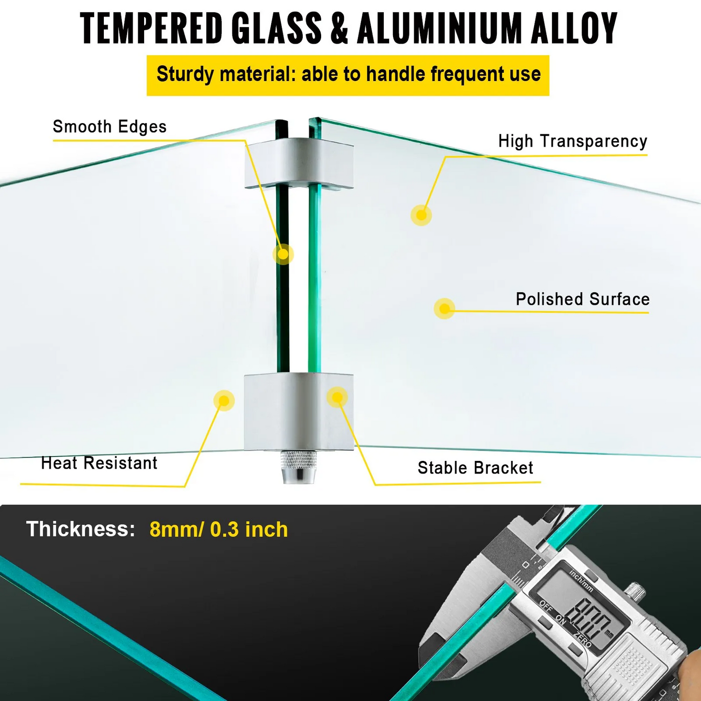 VEVOR Fire Pit Wind Guard, 43.5 x 17.5 x 6 Inch Glass Wind Guard, Rectangular Glass Shield,-$60