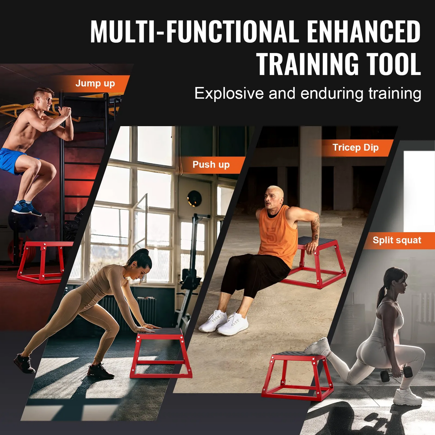 VEVOR Plyometric Jump Box, 12 Inch Plyo Box, Steel Plyometric Platform and Jumping Agility Box,-$40