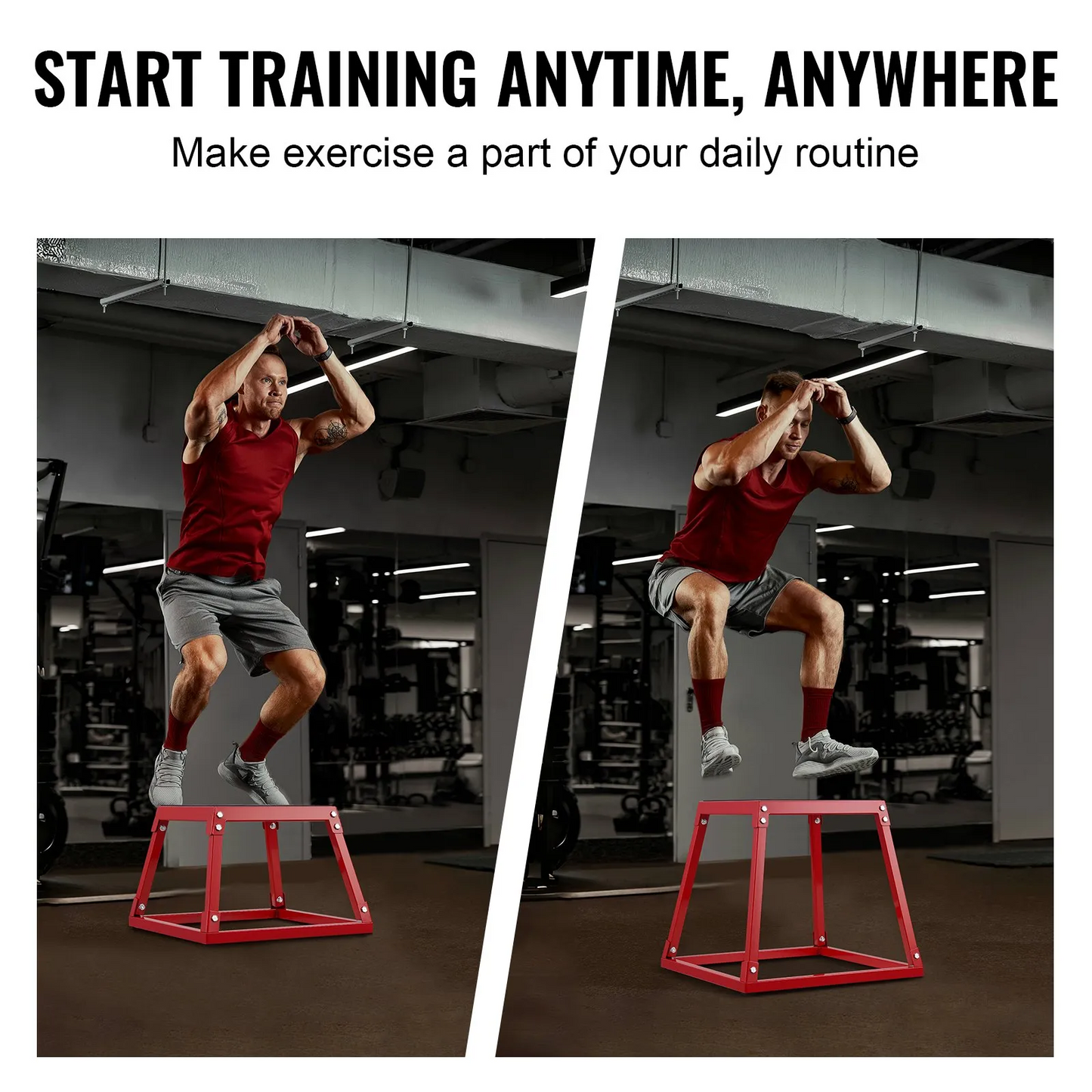 VEVOR Plyometric Jump Box, 12 Inch Plyo Box, Steel Plyometric Platform and Jumping Agility Box,-$40