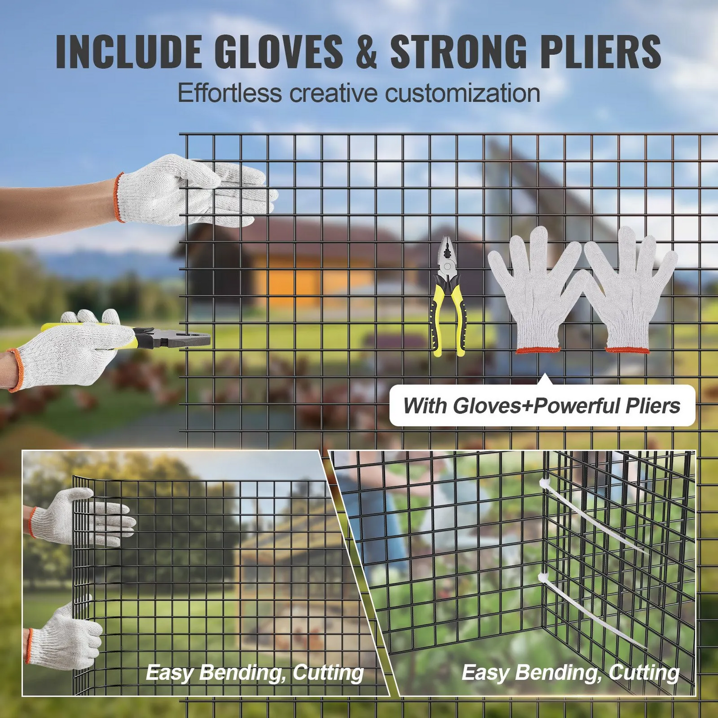 VEVOR Hardware Cloth, 24'' x 100' Galvanized Wire Mesh Roll, 19 Gauge Chicken Wire Fence Roll,-$50