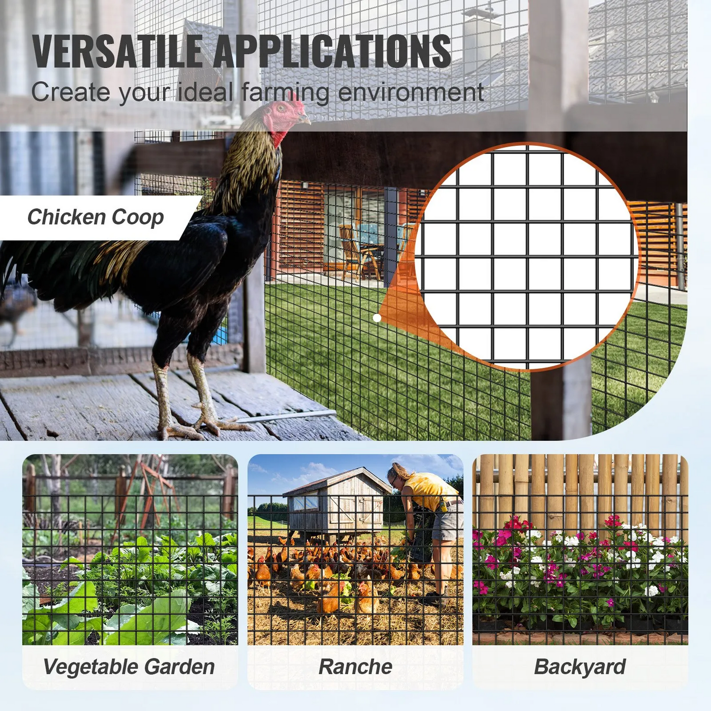 VEVOR Hardware Cloth, 24'' x 100' Galvanized Wire Mesh Roll, 19 Gauge Chicken Wire Fence Roll,-$50