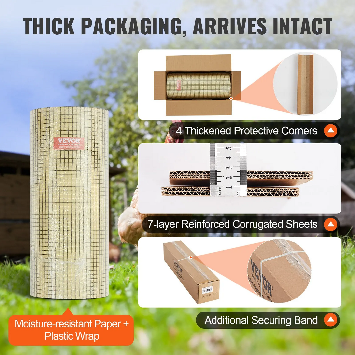VEVOR Hardware Cloth, 24'' x 100' Galvanized Wire Mesh Roll, 19 Gauge Chicken Wire Fence Roll,-$50