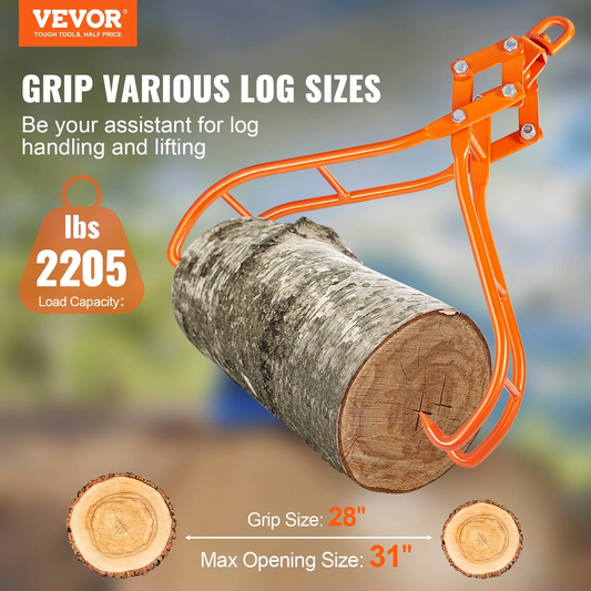 VEVOR Timber Claw Hook, 28 inch 4 Claw Log Grapple for Logging Tongs, Swivel Steel Log Lifting Tongs,-$70