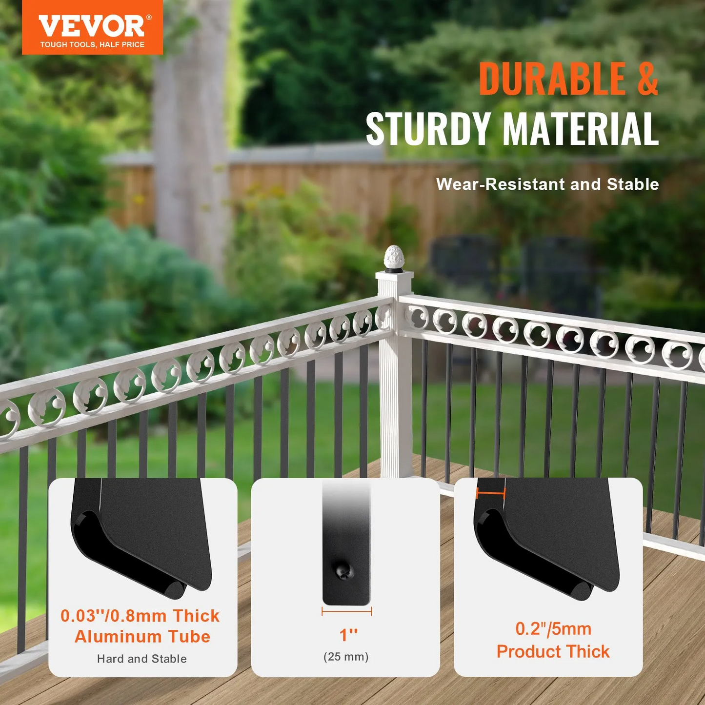 VEVOR Staircase Metal Balusters, 32.28"x1"x0.2" Flat Aluminum Alloy Decorative Banister Spindles, 51 Pack-$85