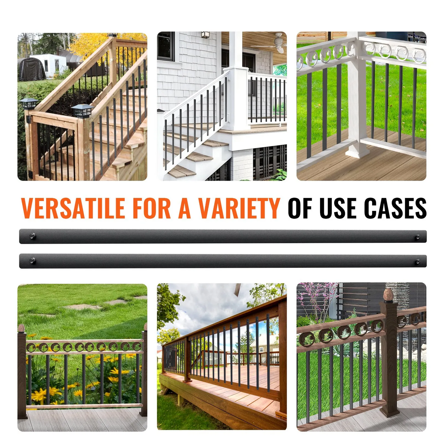VEVOR Staircase Metal Balusters, 32.28"x1"x0.2" Flat Aluminum Alloy Decorative Banister Spindles, 51 Pack-$85
